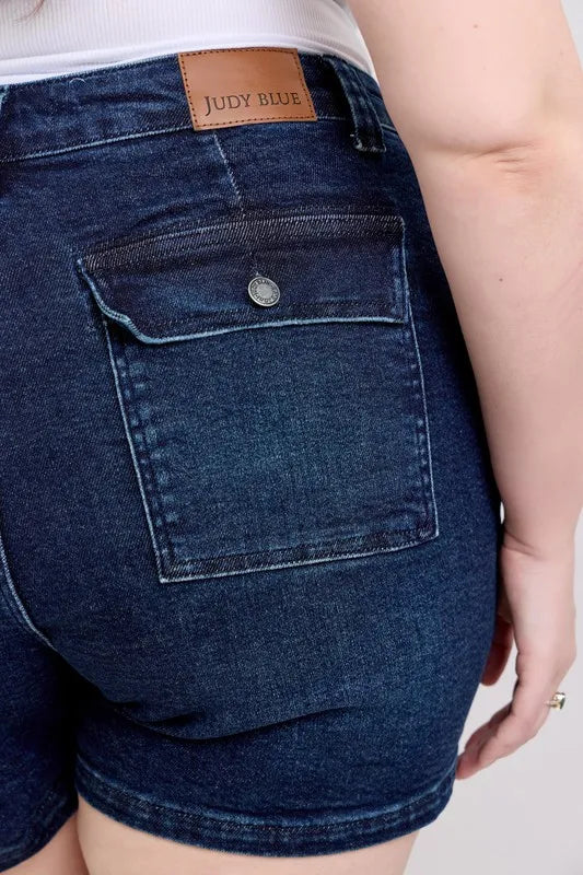 Judy Blue High Waist Back Flap Pocket Denim Shorts-Denim-Krush Kandy, Women's Online Fashion Boutique Located in Phoenix, Arizona (Scottsdale Area)