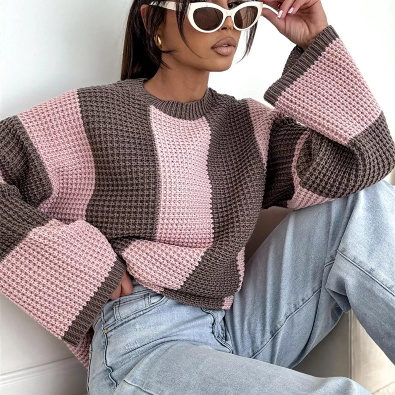 Color Block Long Sleeve Sweater-Sweater-Krush Kandy, Women's Online Fashion Boutique Located in Phoenix, Arizona (Scottsdale Area)