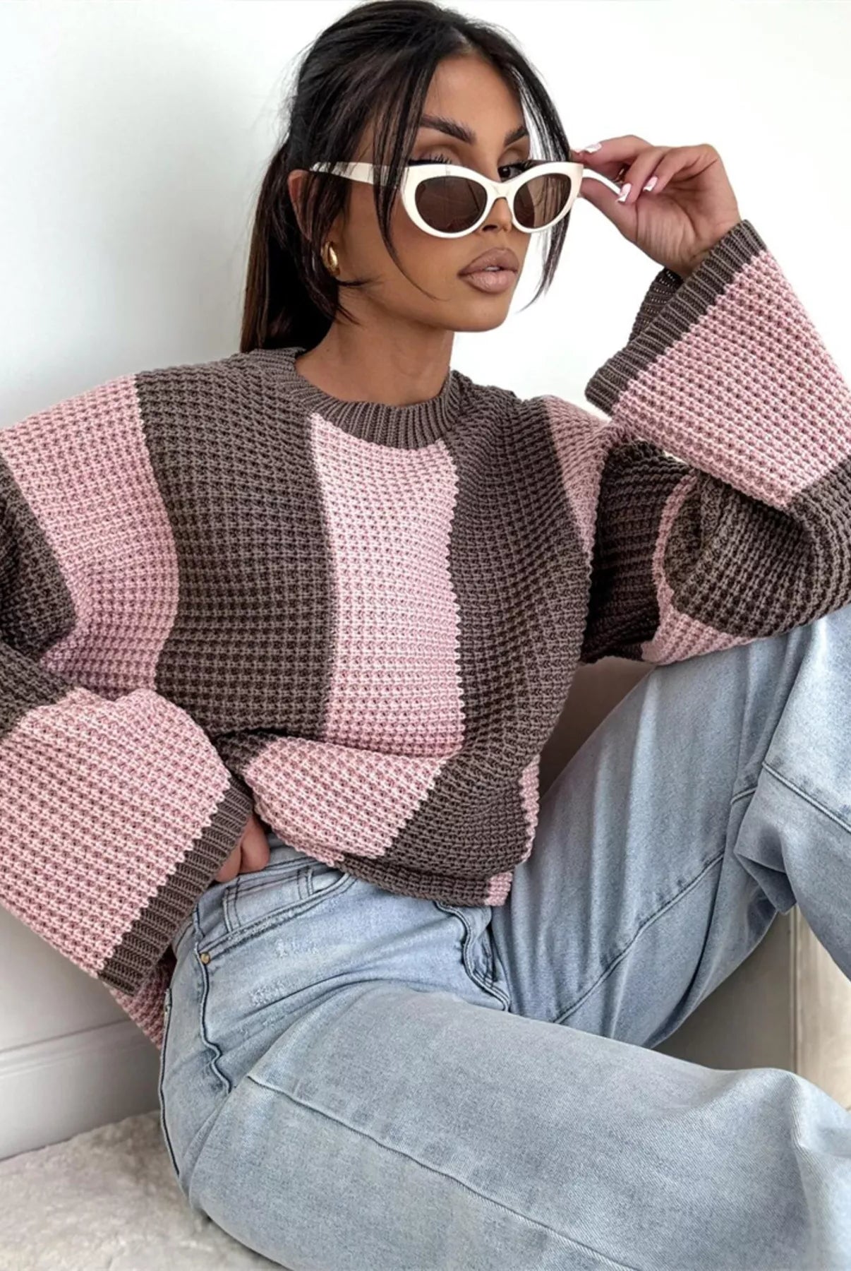 Color Block Long Sleeve Sweater-Sweater-Krush Kandy, Women's Online Fashion Boutique Located in Phoenix, Arizona (Scottsdale Area)