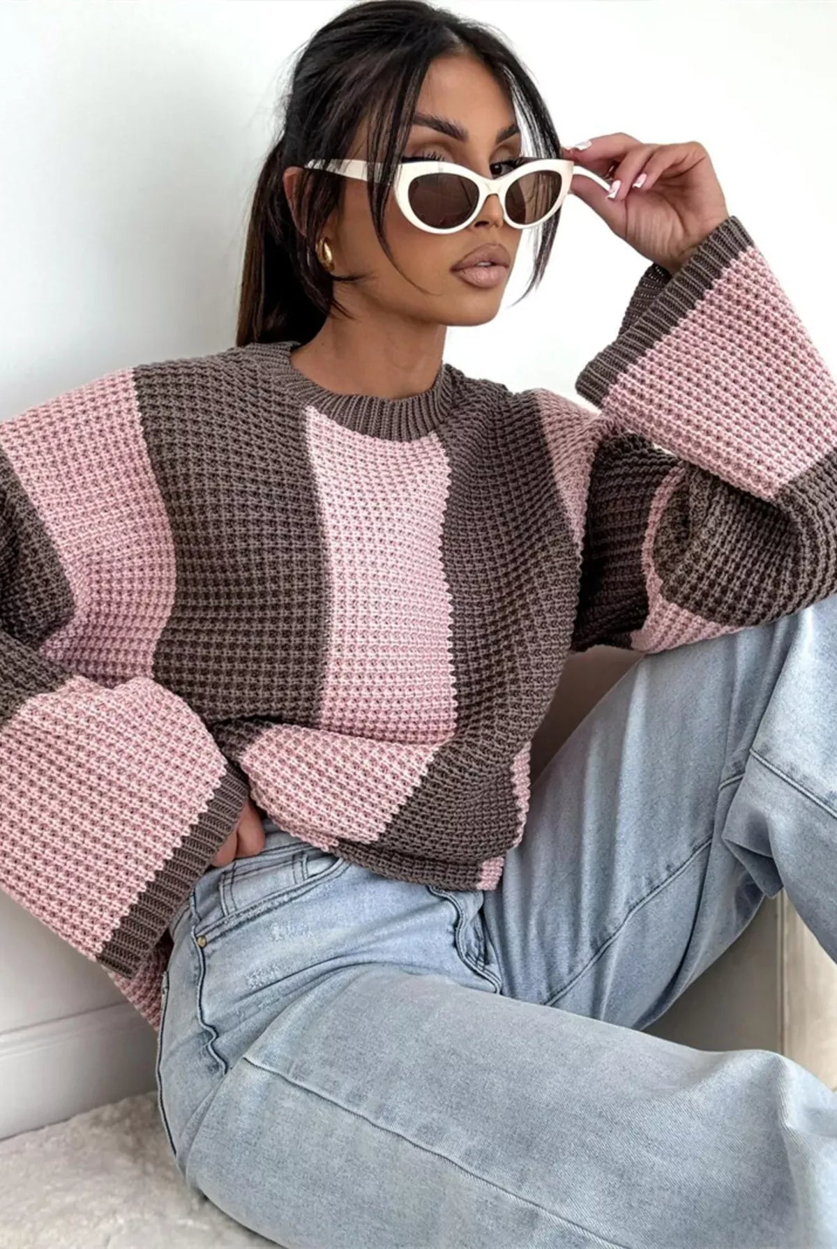Color Block Long Sleeve Sweater-Sweater-Krush Kandy, Women's Online Fashion Boutique Located in Phoenix, Arizona (Scottsdale Area)
