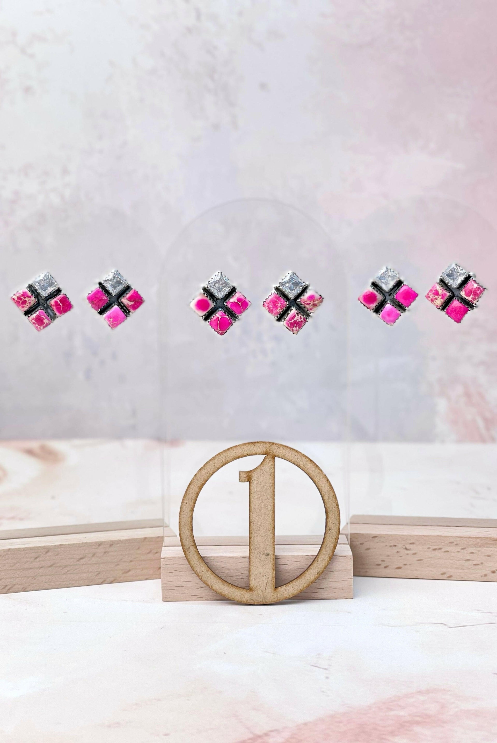 Desert Jasper CZ Square Earrings-Earrings-Krush Kandy, Women's Online Fashion Boutique Located in Phoenix, Arizona (Scottsdale Area)