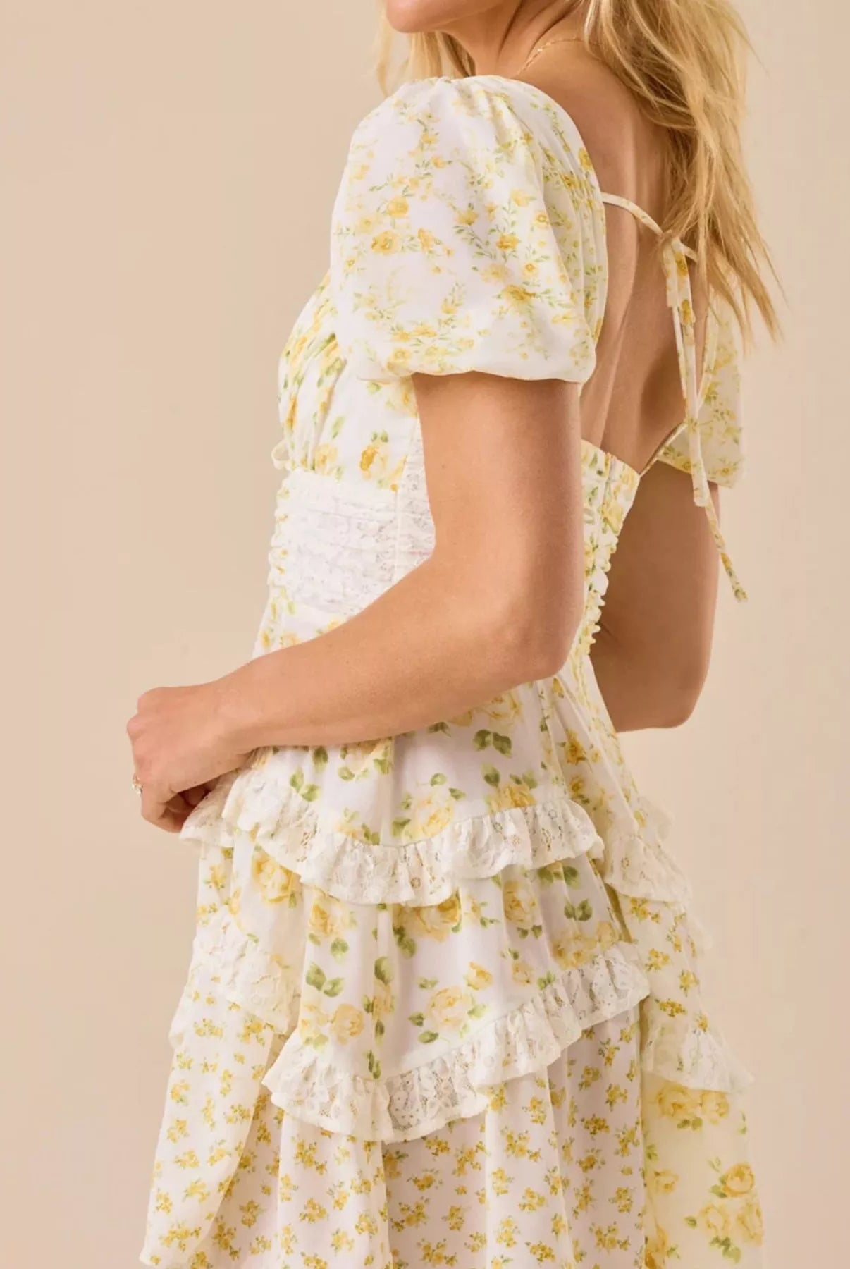 Floral Puff Sleeve Tiered Mini Dress-Dresses-Krush Kandy, Women's Online Fashion Boutique Located in Phoenix, Arizona (Scottsdale Area)