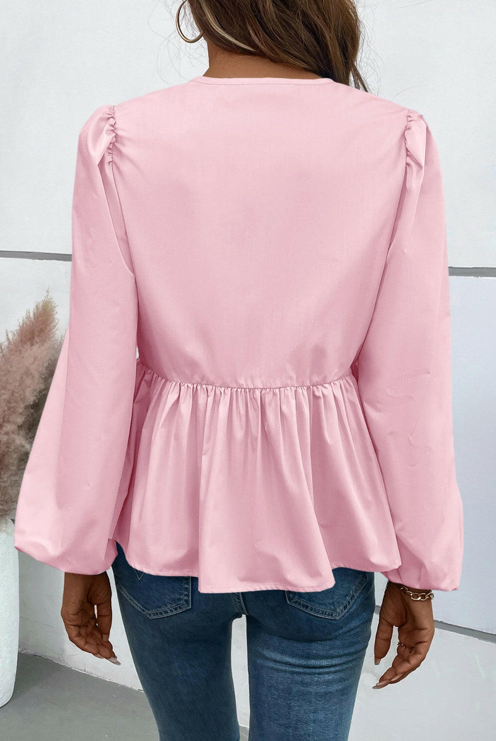 Ivy Lane Peplum Tied Long Sleeve Blouse-Krush Kandy, Women's Online Fashion Boutique Located in Phoenix, Arizona (Scottsdale Area)