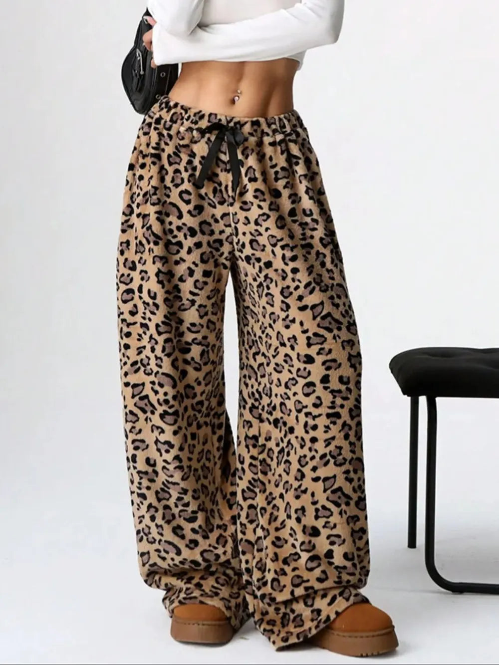 Leopard Wide Leg Plush Pants-Pants-Krush Kandy, Women's Online Fashion Boutique Located in Phoenix, Arizona (Scottsdale Area)