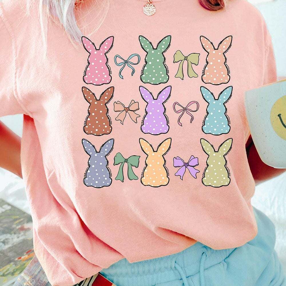 Polka Dot Bunny Graphic Tee-Graphic Tees-Krush Kandy, Women's Online Fashion Boutique Located in Phoenix, Arizona (Scottsdale Area)