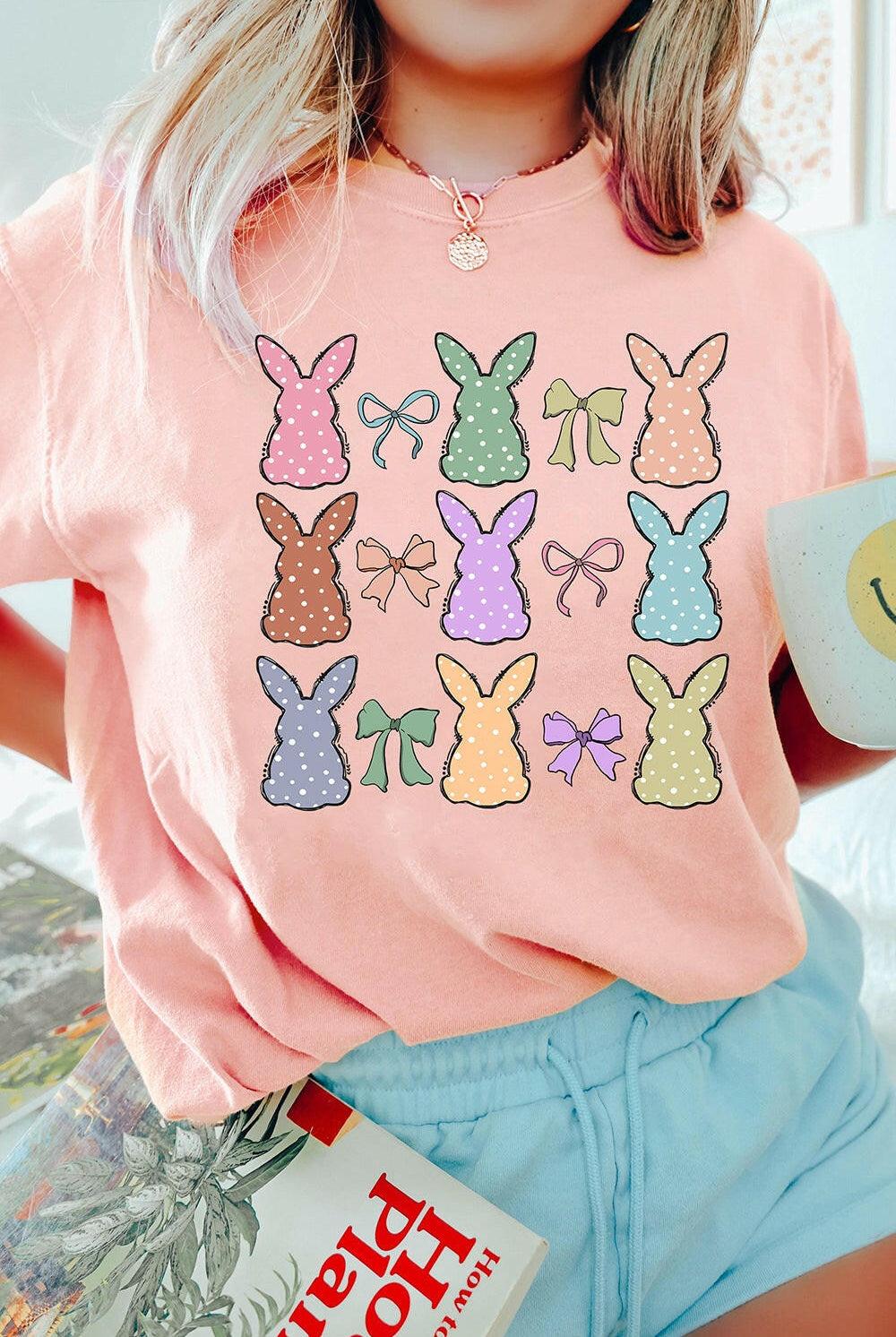 Polka Dot Bunny Graphic Tee-Graphic Tees-Krush Kandy, Women's Online Fashion Boutique Located in Phoenix, Arizona (Scottsdale Area)