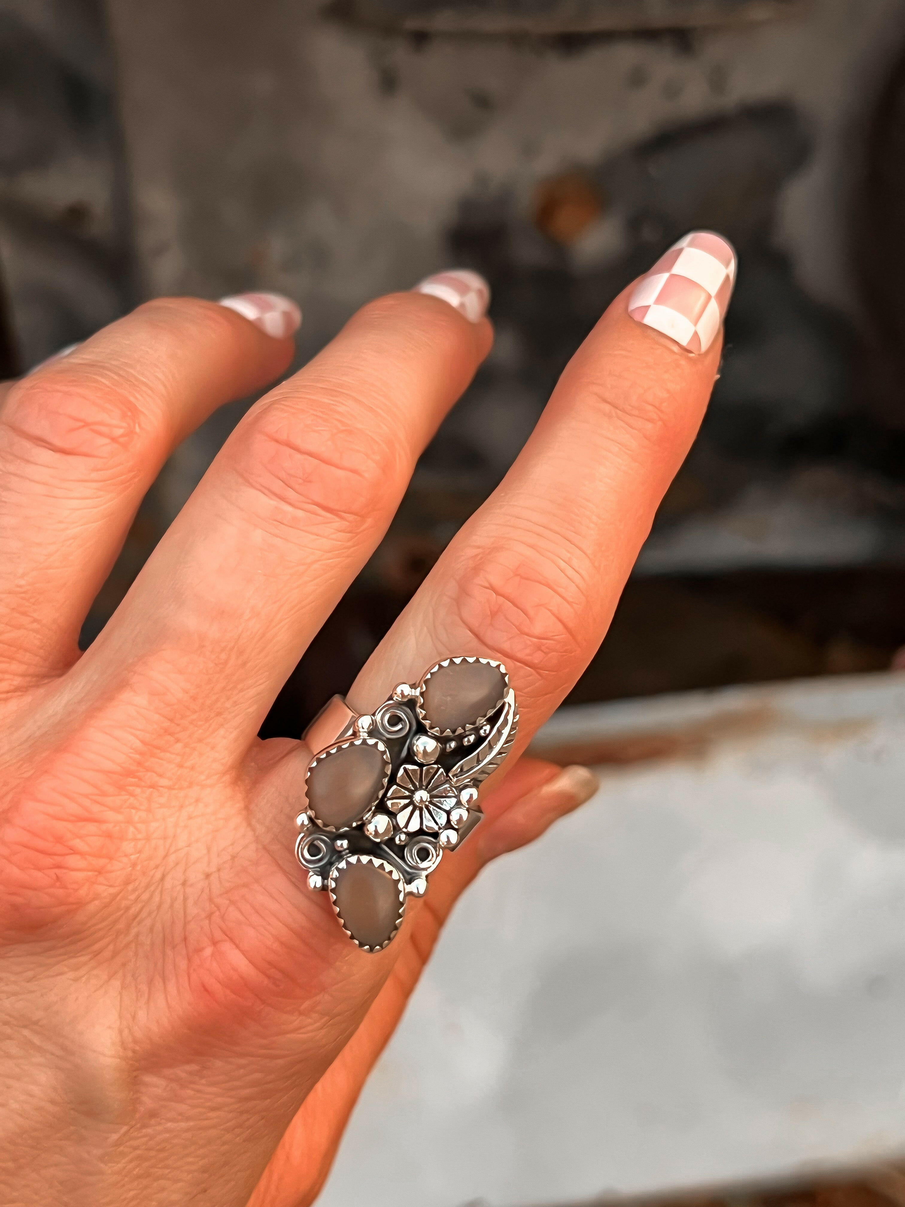 The Henley Triple Stone Flower Ring MADE TO ORDER-Cluster Rings-Krush Kandy, Women's Online Fashion Boutique Located in Phoenix, Arizona (Scottsdale Area)