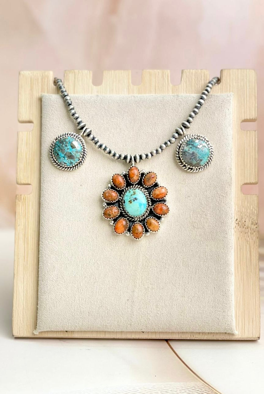 Desert Pearl Persian Turquoise & Orange Mohave Necklaces no 4-Necklaces-Krush Kandy, Women's Online Fashion Boutique Located in Phoenix, Arizona (Scottsdale Area)