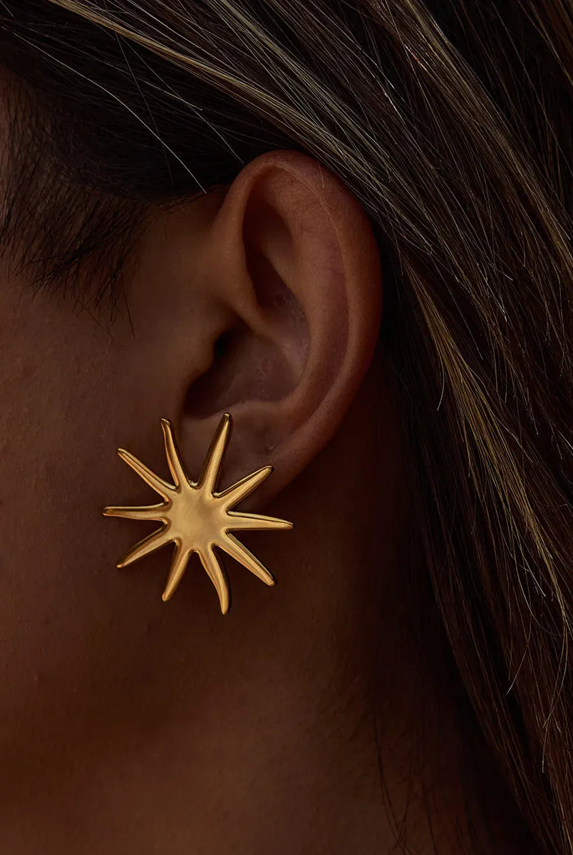 18K Gold-Plated Starburst Stud Earrings-Earrings-Krush Kandy, Women's Online Fashion Boutique Located in Phoenix, Arizona (Scottsdale Area)