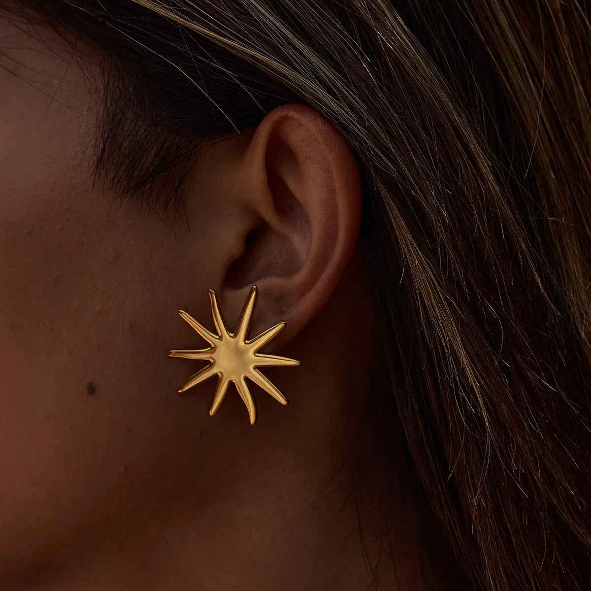 18K Gold-Plated Starburst Stud Earrings-Earrings-Krush Kandy, Women's Online Fashion Boutique Located in Phoenix, Arizona (Scottsdale Area)