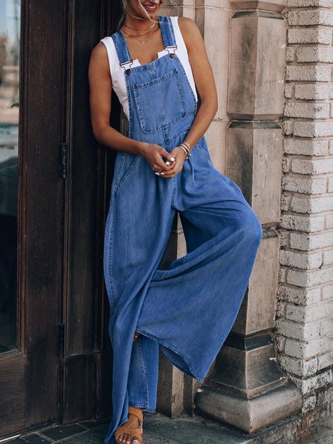Wide Leg Denim Overalls-Jumpsuits & Rompers-Krush Kandy, Women's Online Fashion Boutique Located in Phoenix, Arizona (Scottsdale Area)