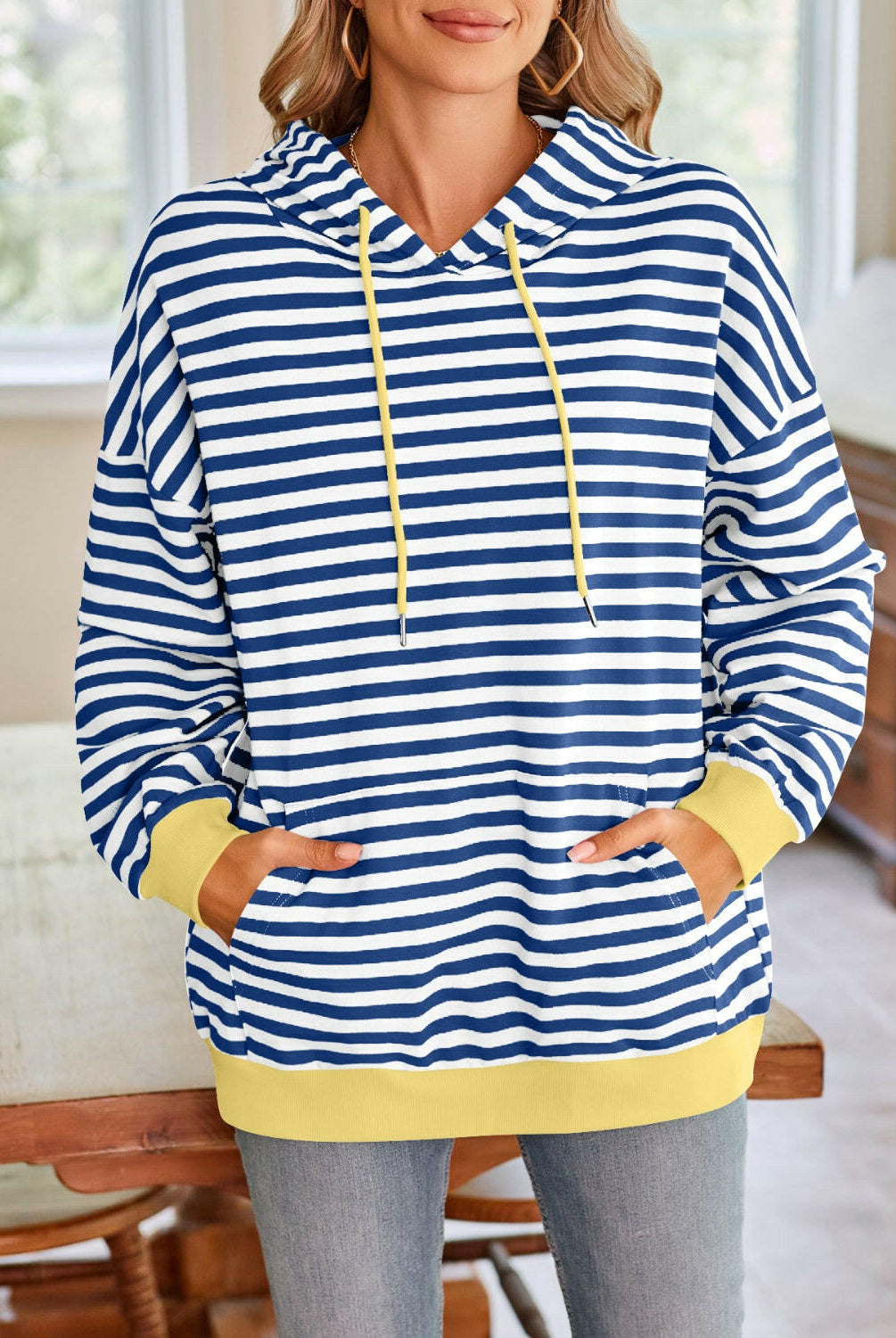 Lovelet Drawstring Striped Long Sleeve Hoodie-Krush Kandy, Women's Online Fashion Boutique Located in Phoenix, Arizona (Scottsdale Area)