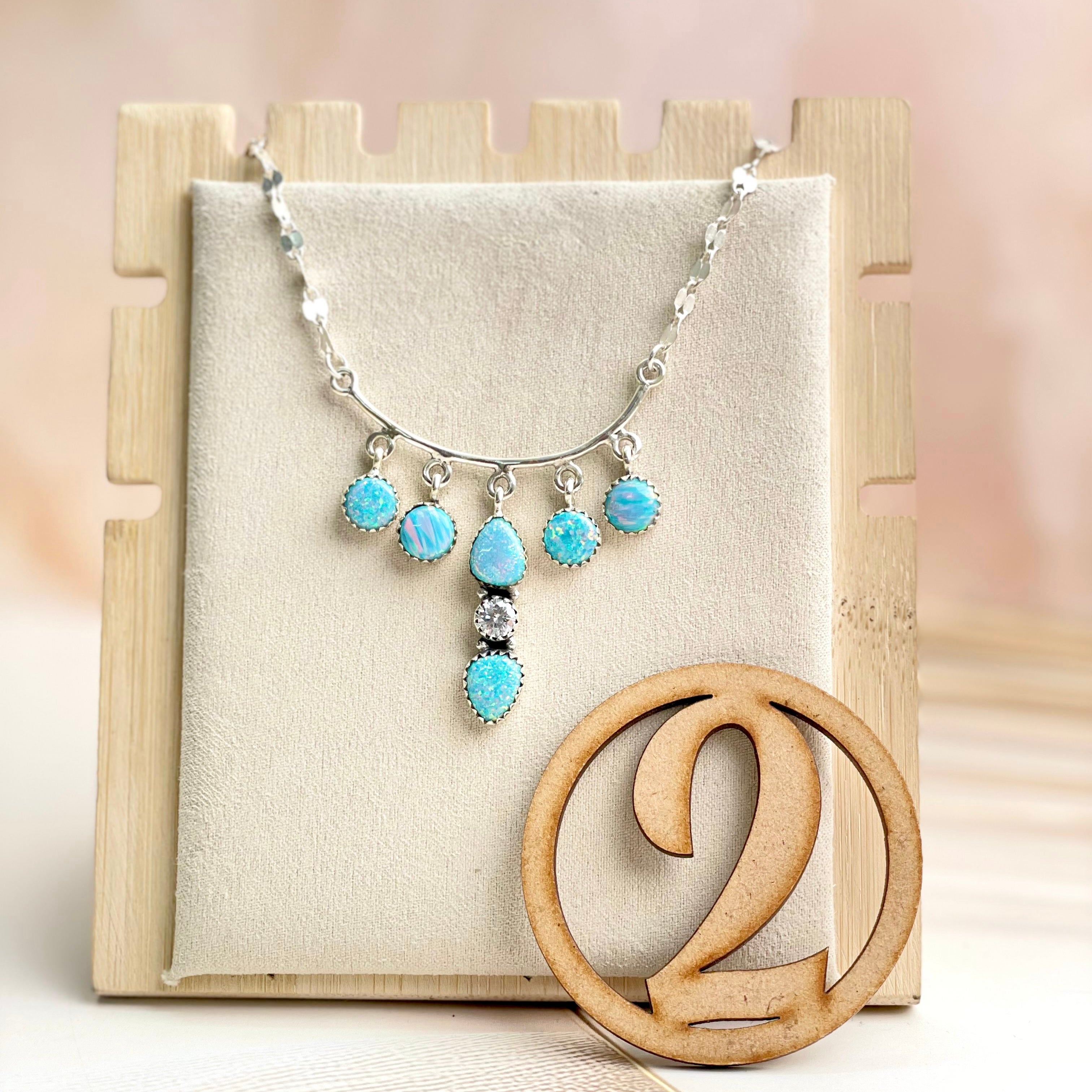 Boho Opal Dangles Necklace Sno 14-Necklaces-Krush Kandy, Women's Online Fashion Boutique Located in Phoenix, Arizona (Scottsdale Area)
