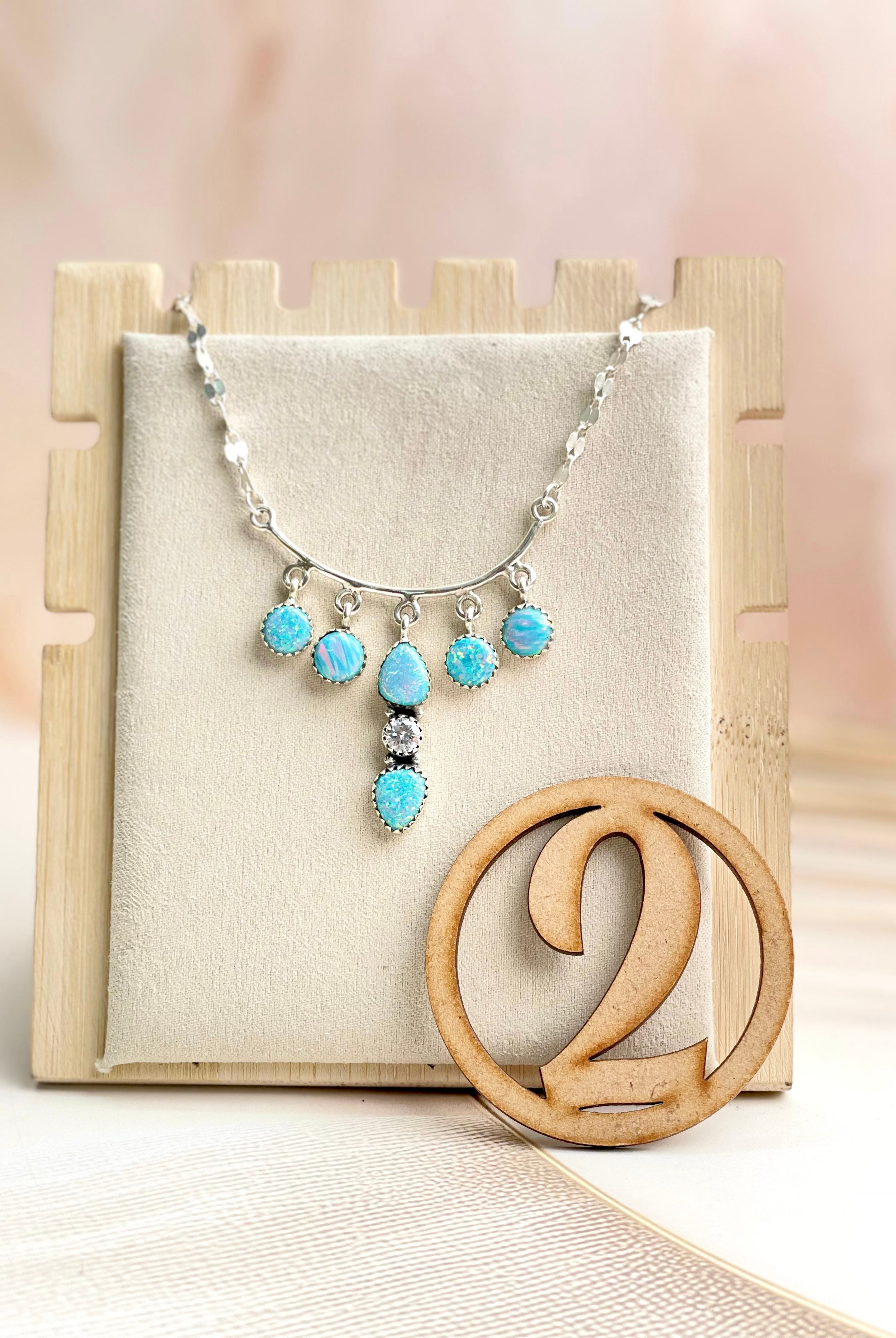 Boho Opal Dangles Necklace Sno 14-Necklaces-Krush Kandy, Women's Online Fashion Boutique Located in Phoenix, Arizona (Scottsdale Area)