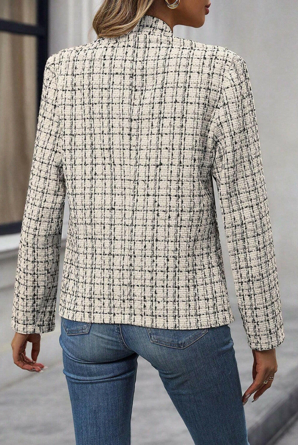 Plaid Open Front Long Sleeve Jacket-Krush Kandy, Women's Online Fashion Boutique Located in Phoenix, Arizona (Scottsdale Area)