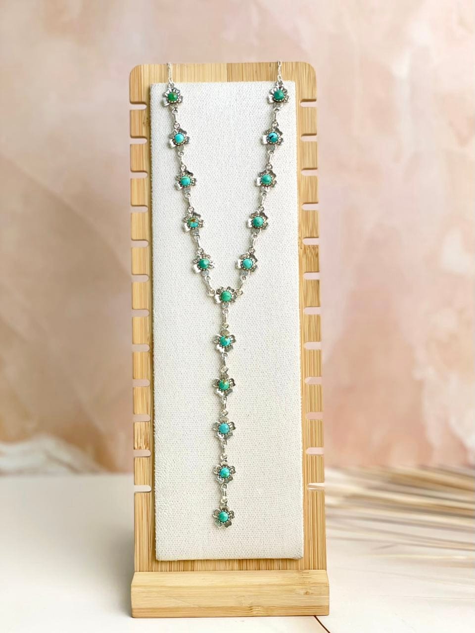 Delicate Sterling Silver & Turquoise Flower Necklaces-Necklaces-Krush Kandy, Women's Online Fashion Boutique Located in Phoenix, Arizona (Scottsdale Area)