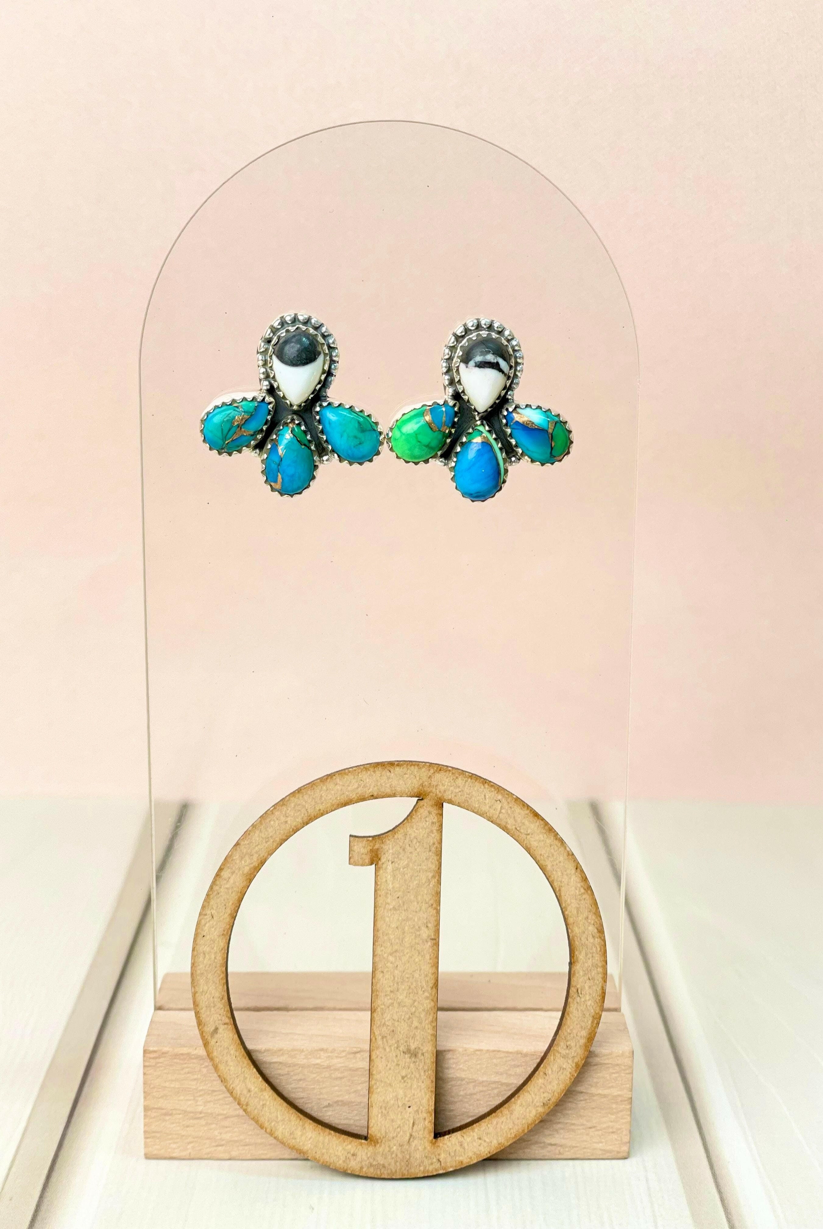 Dainty Peacock Dahlia Studs-Earrings-Krush Kandy, Women's Online Fashion Boutique Located in Phoenix, Arizona (Scottsdale Area)