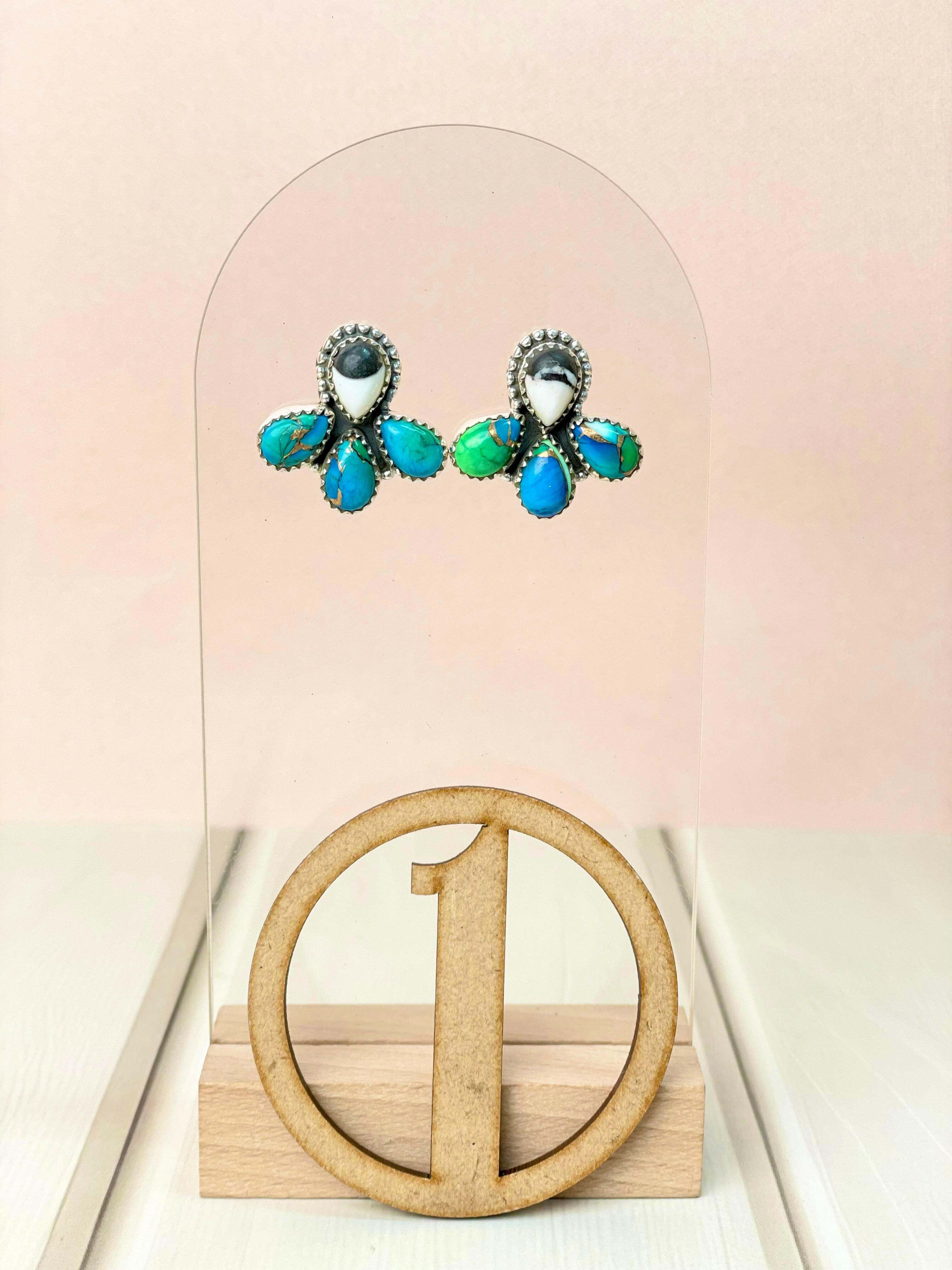 Dainty Peacock Dahlia Studs-Earrings-Krush Kandy, Women's Online Fashion Boutique Located in Phoenix, Arizona (Scottsdale Area)