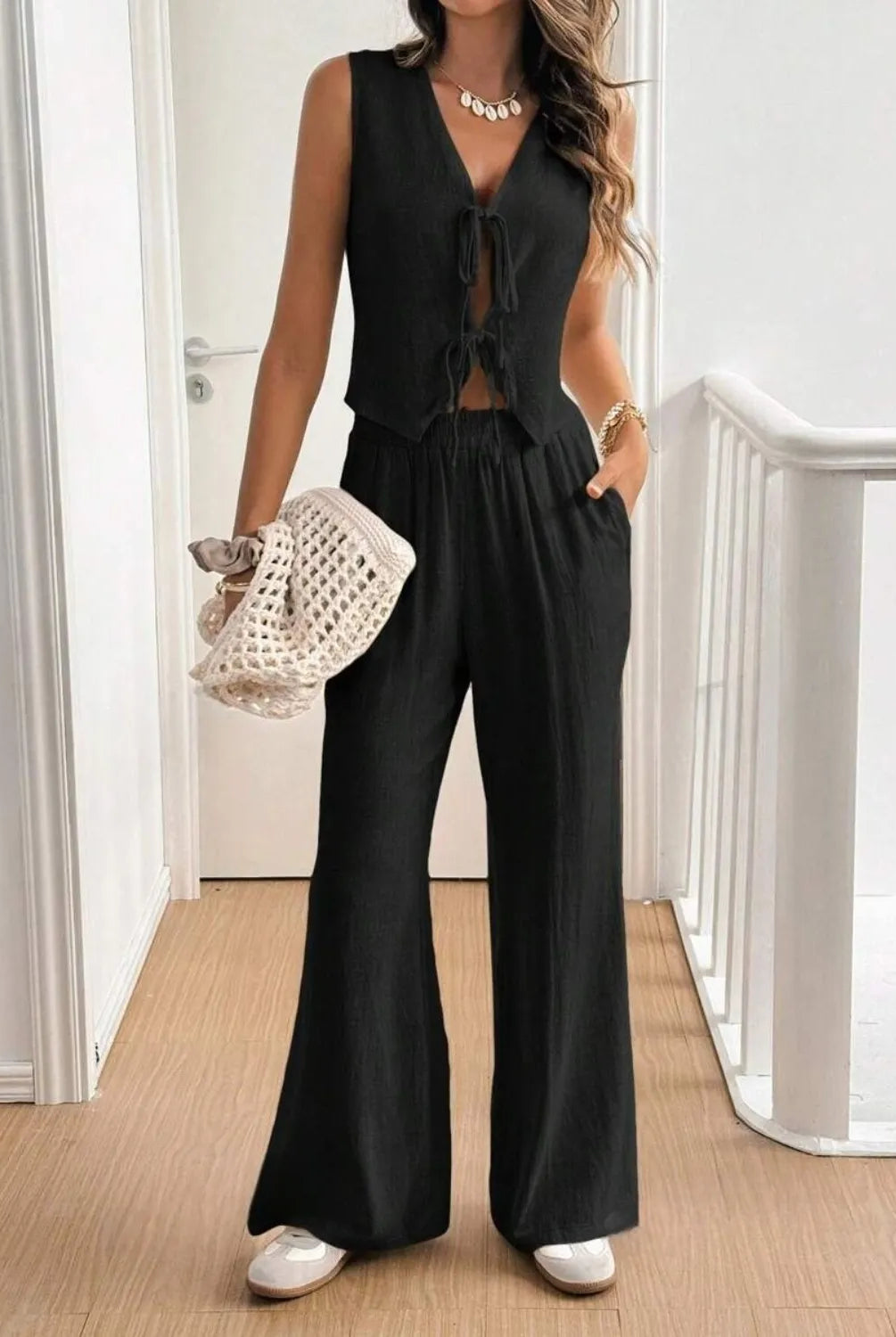 V Neck Sleeveless Top and Pants Set-Krush Kandy, Women's Online Fashion Boutique Located in Phoenix, Arizona (Scottsdale Area)