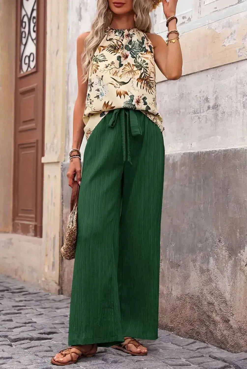 Printed Tank Top and Wide Leg Pants Set-Tops-Krush Kandy, Women's Online Fashion Boutique Located in Phoenix, Arizona (Scottsdale Area)