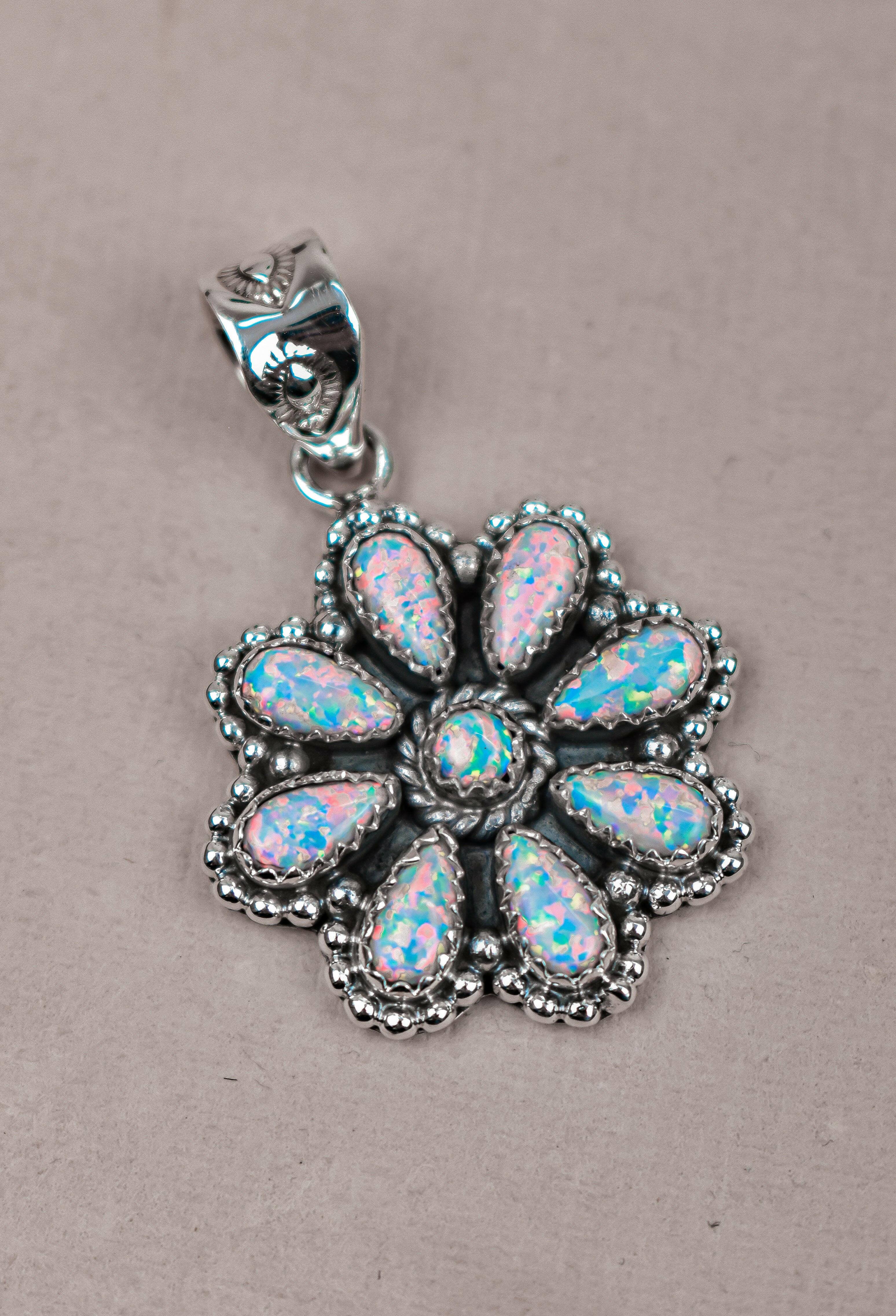 Silver Blossom Gem Pendant-Pendant Necklaces-Krush Kandy, Women's Online Fashion Boutique Located in Phoenix, Arizona (Scottsdale Area)