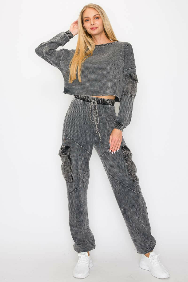 J.HER Mineral Wash Cargo pocket detail Joggers-Krush Kandy, Women's Online Fashion Boutique Located in Phoenix, Arizona (Scottsdale Area)