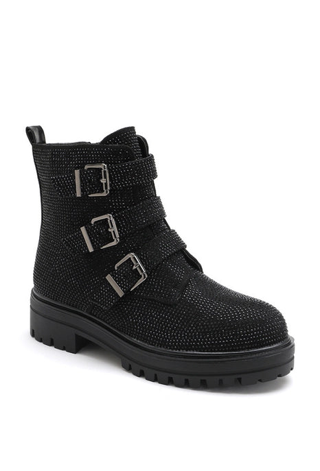 Rhinestone Buckle Ankle Boots-Shoes-Krush Kandy, Women's Online Fashion Boutique Located in Phoenix, Arizona (Scottsdale Area)