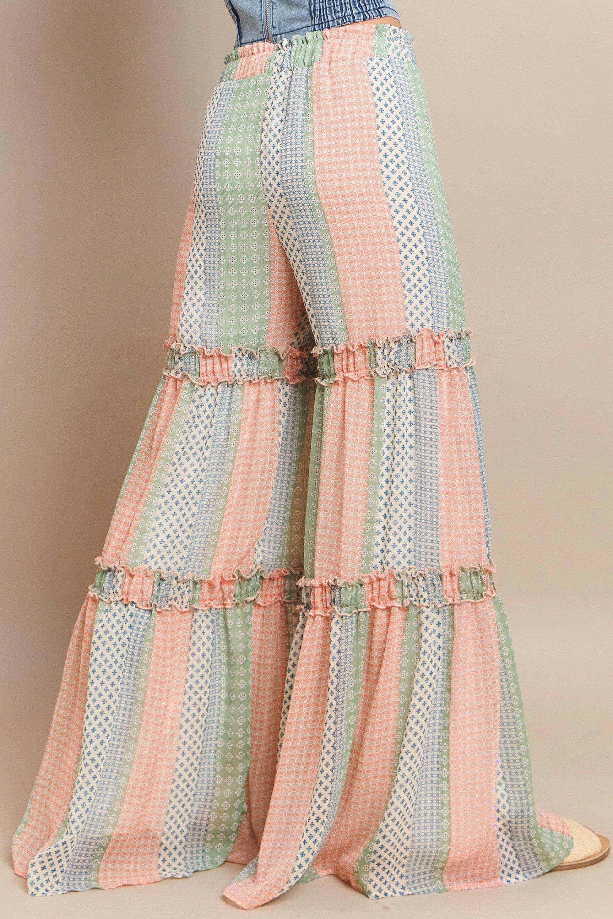 Sunset Stroll Tiered Palazzo Pants-Pants-Krush Kandy, Women's Online Fashion Boutique Located in Phoenix, Arizona (Scottsdale Area)