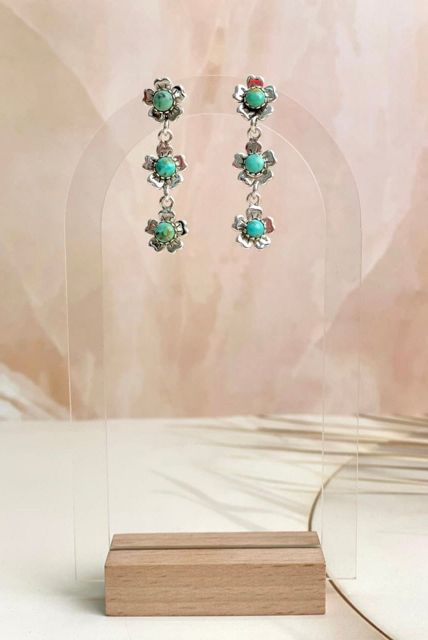 Sterling 3 Flower Dangle Studs-Earrings-Krush Kandy, Women's Online Fashion Boutique Located in Phoenix, Arizona (Scottsdale Area)