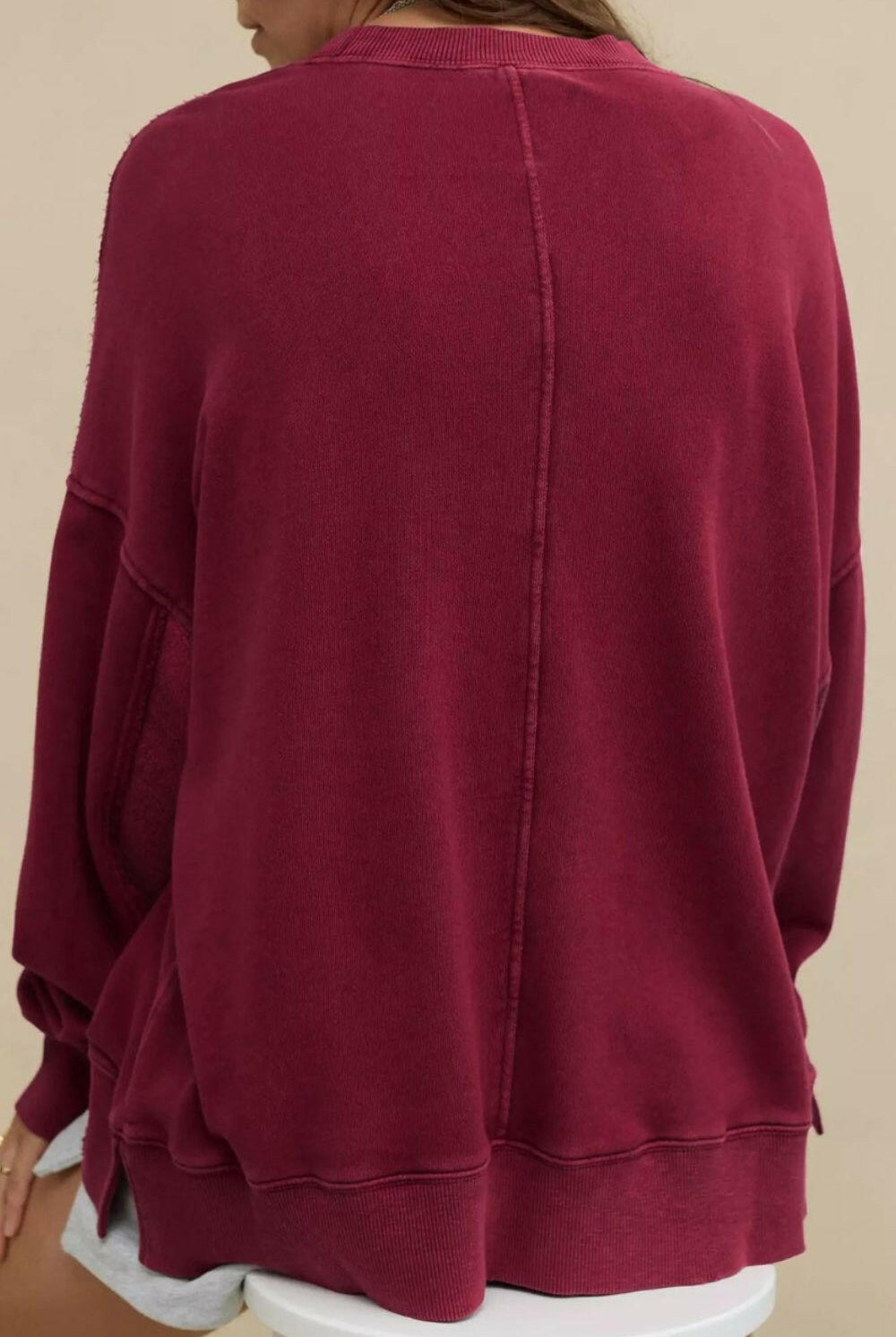 Side Slit Round Neck Long Sleeve Sweatshirt-Krush Kandy, Women's Online Fashion Boutique Located in Phoenix, Arizona (Scottsdale Area)