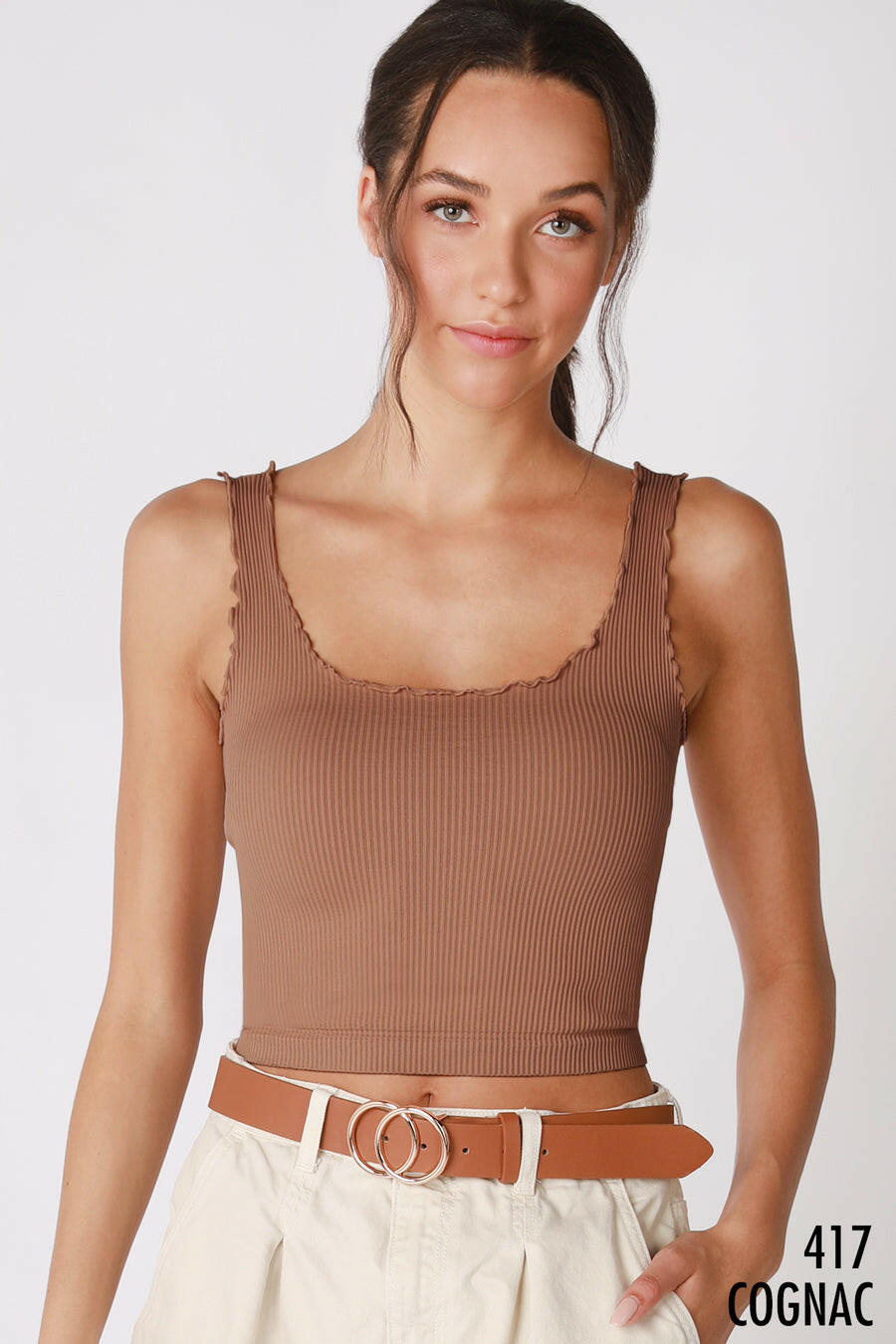 NIKKI BIKI Lettuce Edge Crop Top-Tanks-Krush Kandy, Women's Online Fashion Boutique Located in Phoenix, Arizona (Scottsdale Area)