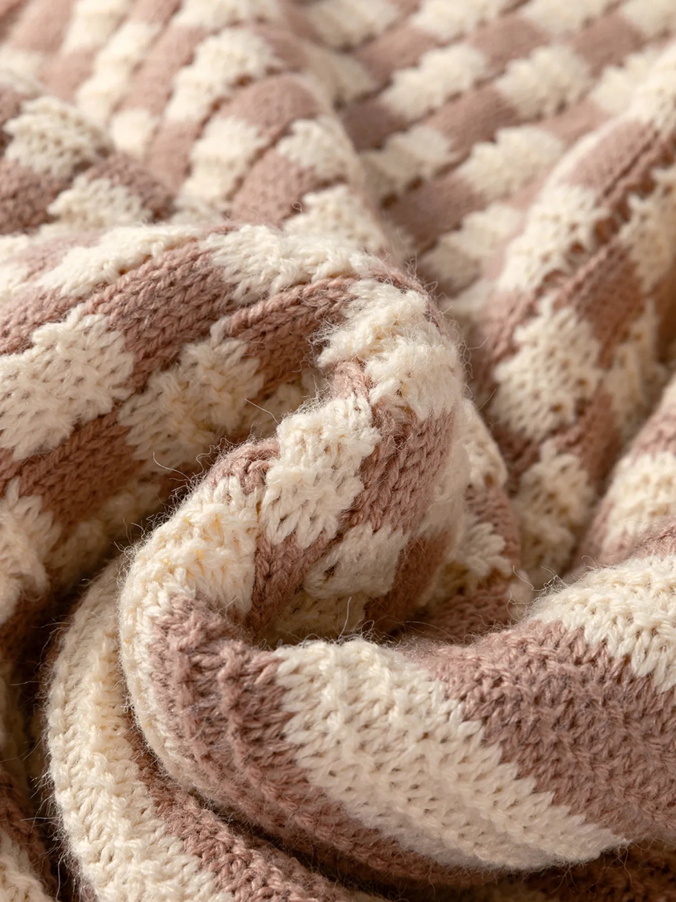 Stripe Checkerboard Drop Shoulder Balloon Sleeve Sweater-Sweaters-Krush Kandy, Women's Online Fashion Boutique Located in Phoenix, Arizona (Scottsdale Area)