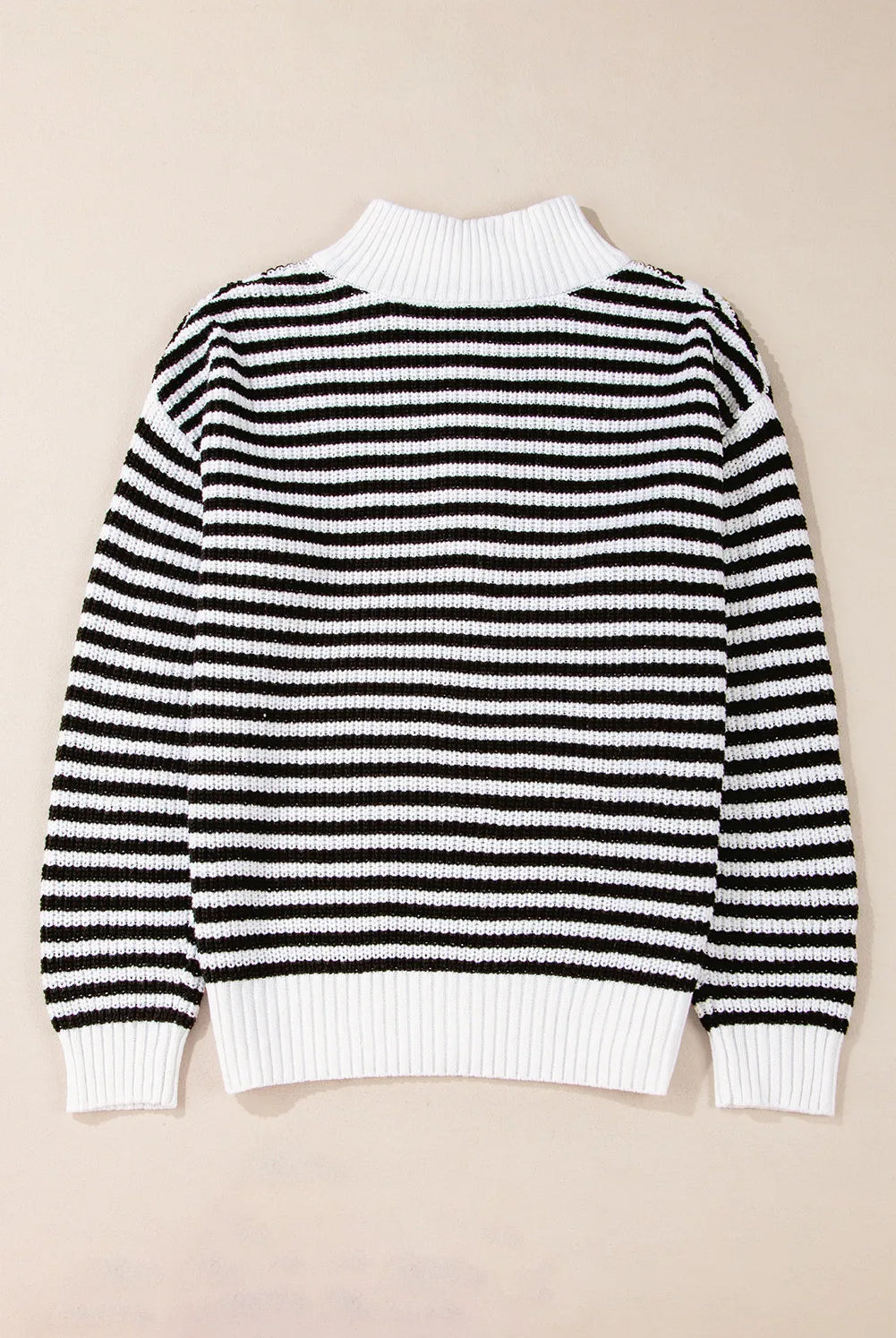 Black Stripe Half-Zip Knit Sweater-Sweaters-Krush Kandy, Women's Online Fashion Boutique Located in Phoenix, Arizona (Scottsdale Area)