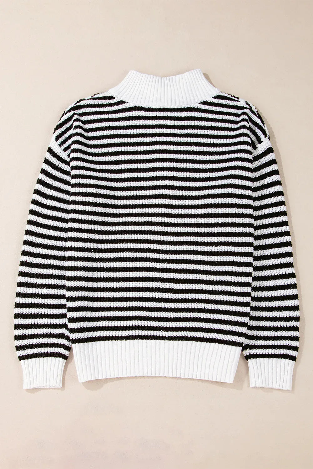 Black Stripe Half-Zip Knit Sweater-Sweaters-Krush Kandy, Women's Online Fashion Boutique Located in Phoenix, Arizona (Scottsdale Area)