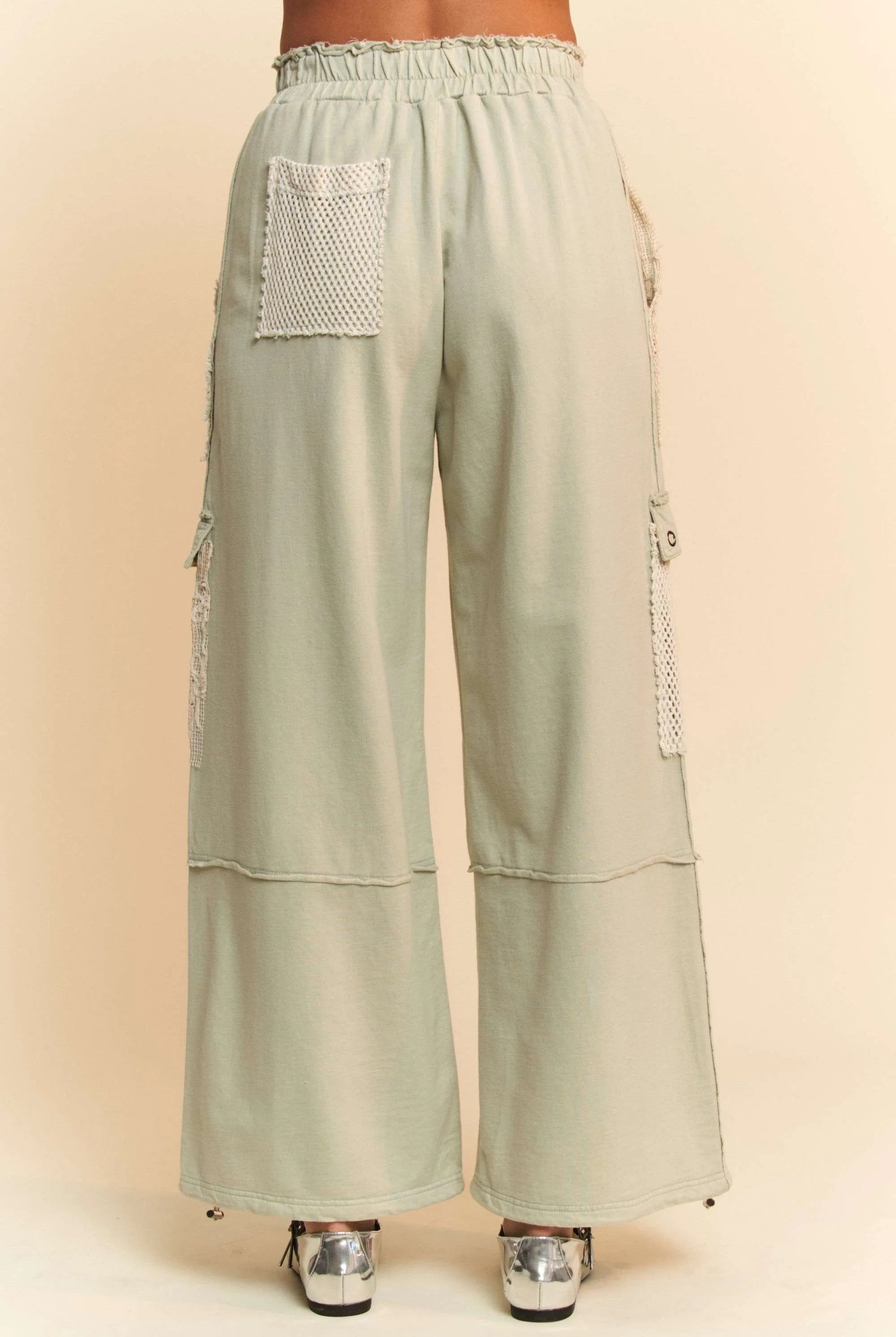 Davi & Dani Lace Patchwork Bottom Opening Adjustable Pants-pants-Krush Kandy, Women's Online Fashion Boutique Located in Phoenix, Arizona (Scottsdale Area)
