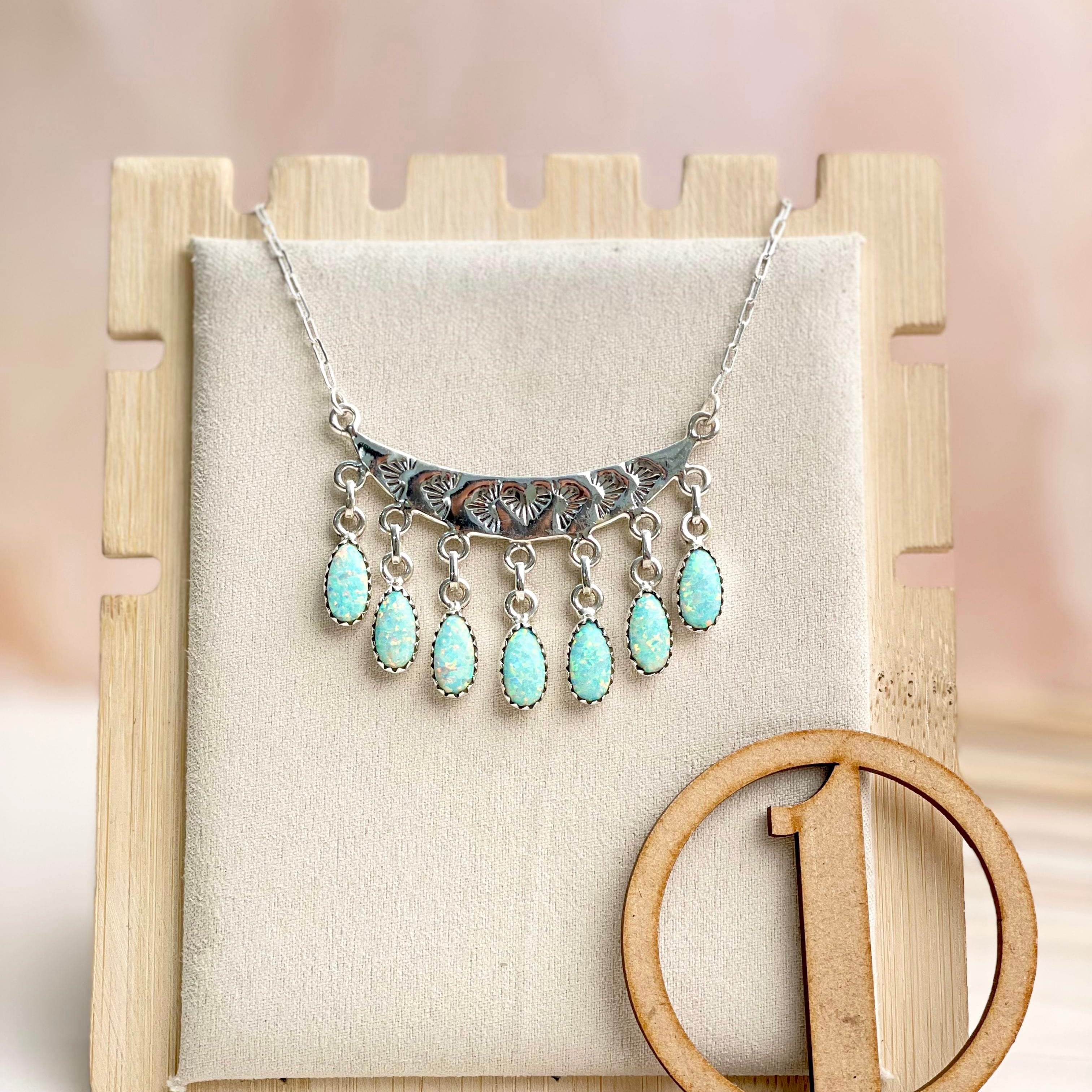 Boho Opal Tassels Necklace Sno 16-Necklaces-Krush Kandy, Women's Online Fashion Boutique Located in Phoenix, Arizona (Scottsdale Area)