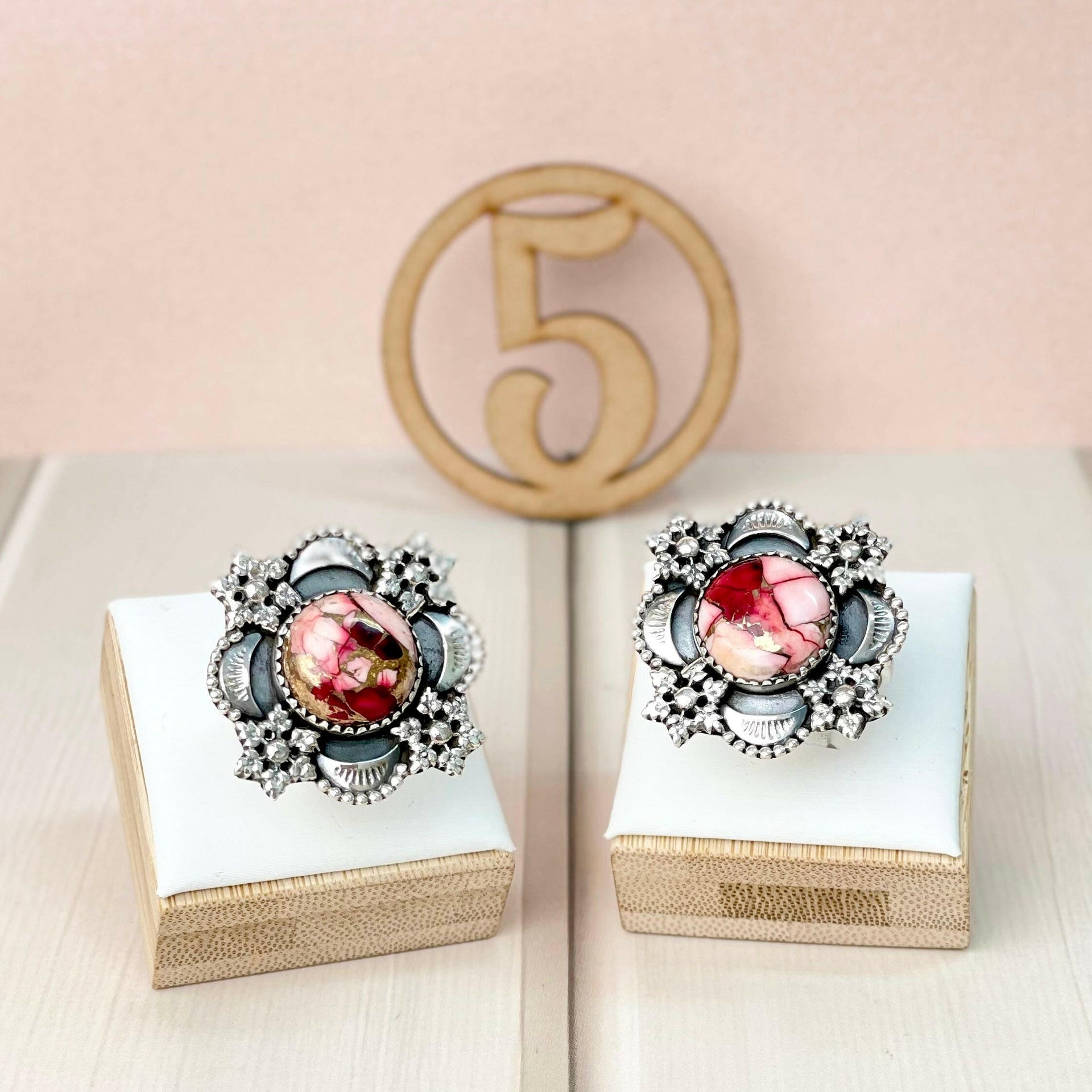 Floral Boho Multi Stone Slab Rings Bno. 5-Rings-Krush Kandy, Women's Online Fashion Boutique Located in Phoenix, Arizona (Scottsdale Area)