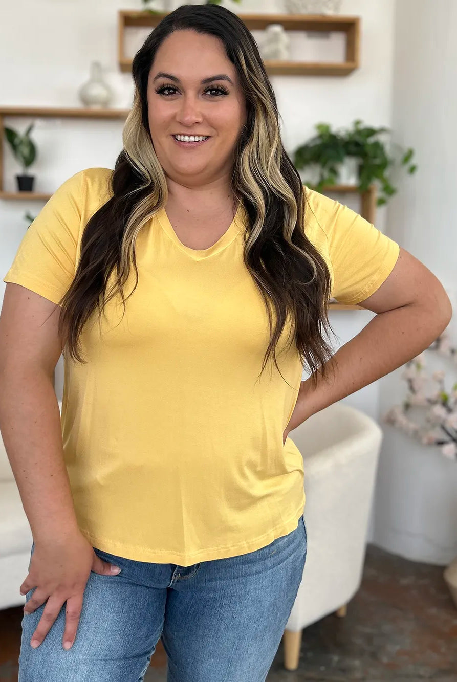 Basic Bae Essential V-Neck Bamboo Top-Tops-Krush Kandy, Women's Online Fashion Boutique Located in Phoenix, Arizona (Scottsdale Area)
