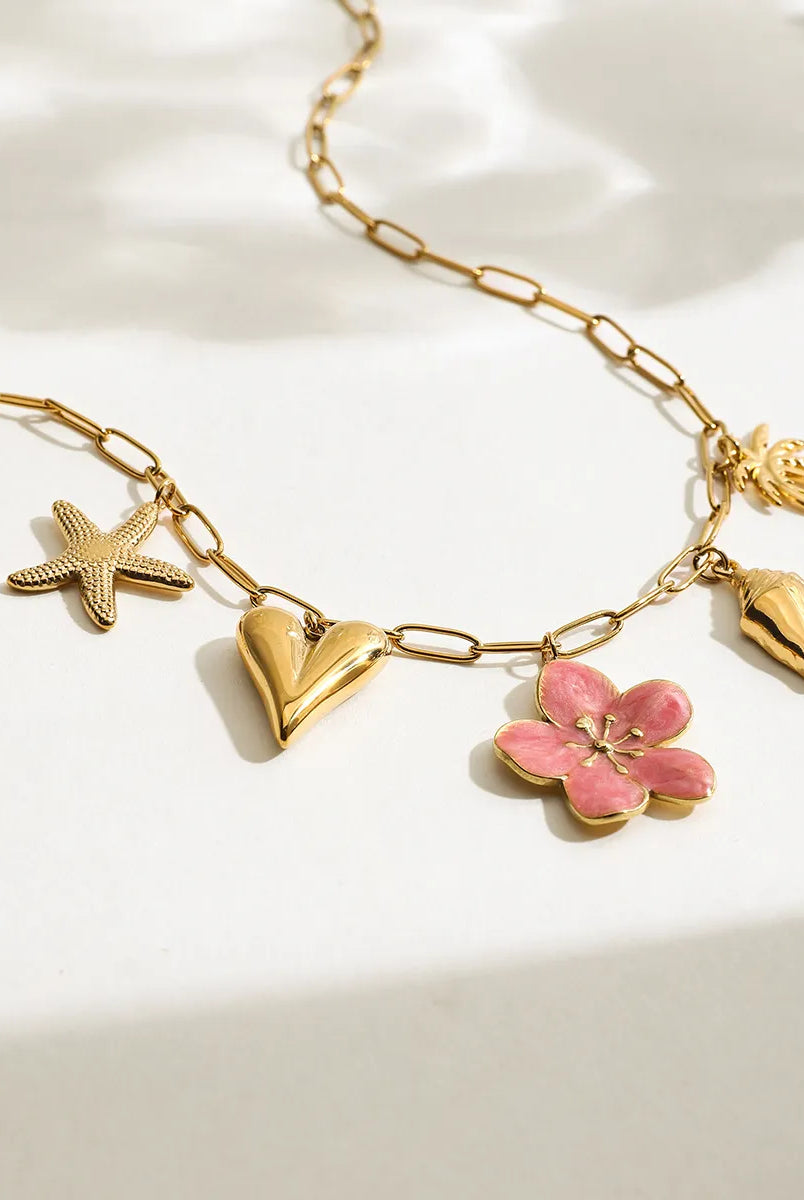 Beach Theme Pendant Necklace with Resin Flower-Necklaces-Krush Kandy, Women's Online Fashion Boutique Located in Phoenix, Arizona (Scottsdale Area)