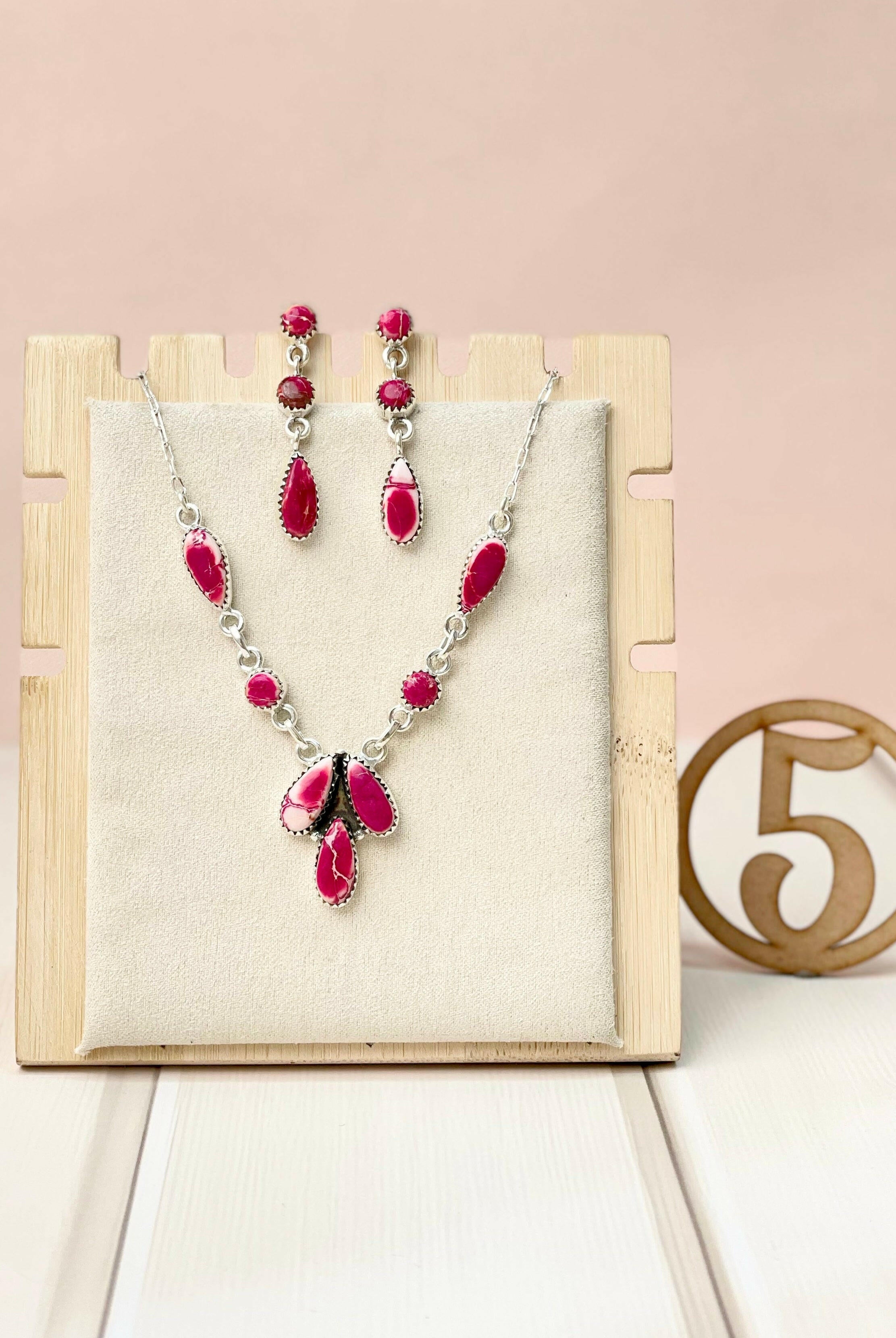 High Desert Glow Jasper Necklace and Earrings Set-Necklaces-Krush Kandy, Women's Online Fashion Boutique Located in Phoenix, Arizona (Scottsdale Area)