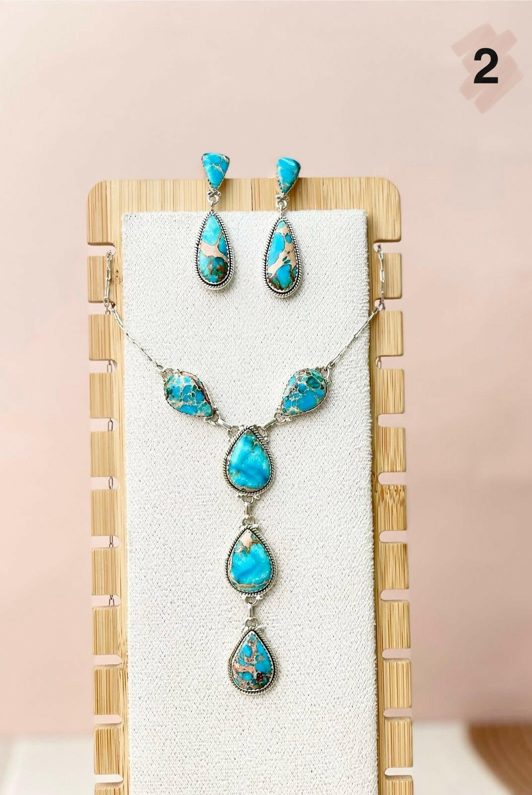 Desert Blue Jasper Necklace and Earring Set-Necklaces-Krush Kandy, Women's Online Fashion Boutique Located in Phoenix, Arizona (Scottsdale Area)