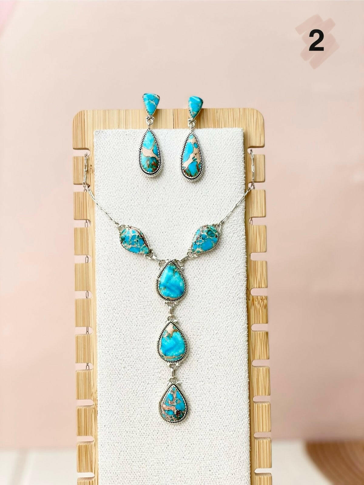 Desert Blue Jasper Necklace and Earring Set-Necklaces-Krush Kandy, Women's Online Fashion Boutique Located in Phoenix, Arizona (Scottsdale Area)