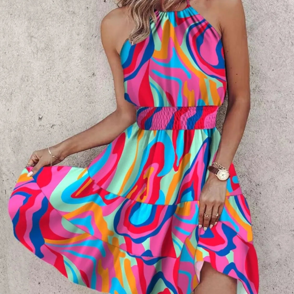 Paisley Print Halter Neck Mini Dress-Krush Kandy, Women's Online Fashion Boutique Located in Phoenix, Arizona (Scottsdale Area)