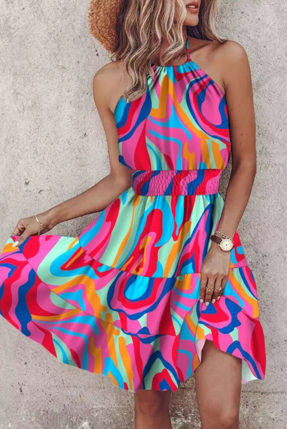 Paisley Print Halter Neck Mini Dress-Krush Kandy, Women's Online Fashion Boutique Located in Phoenix, Arizona (Scottsdale Area)