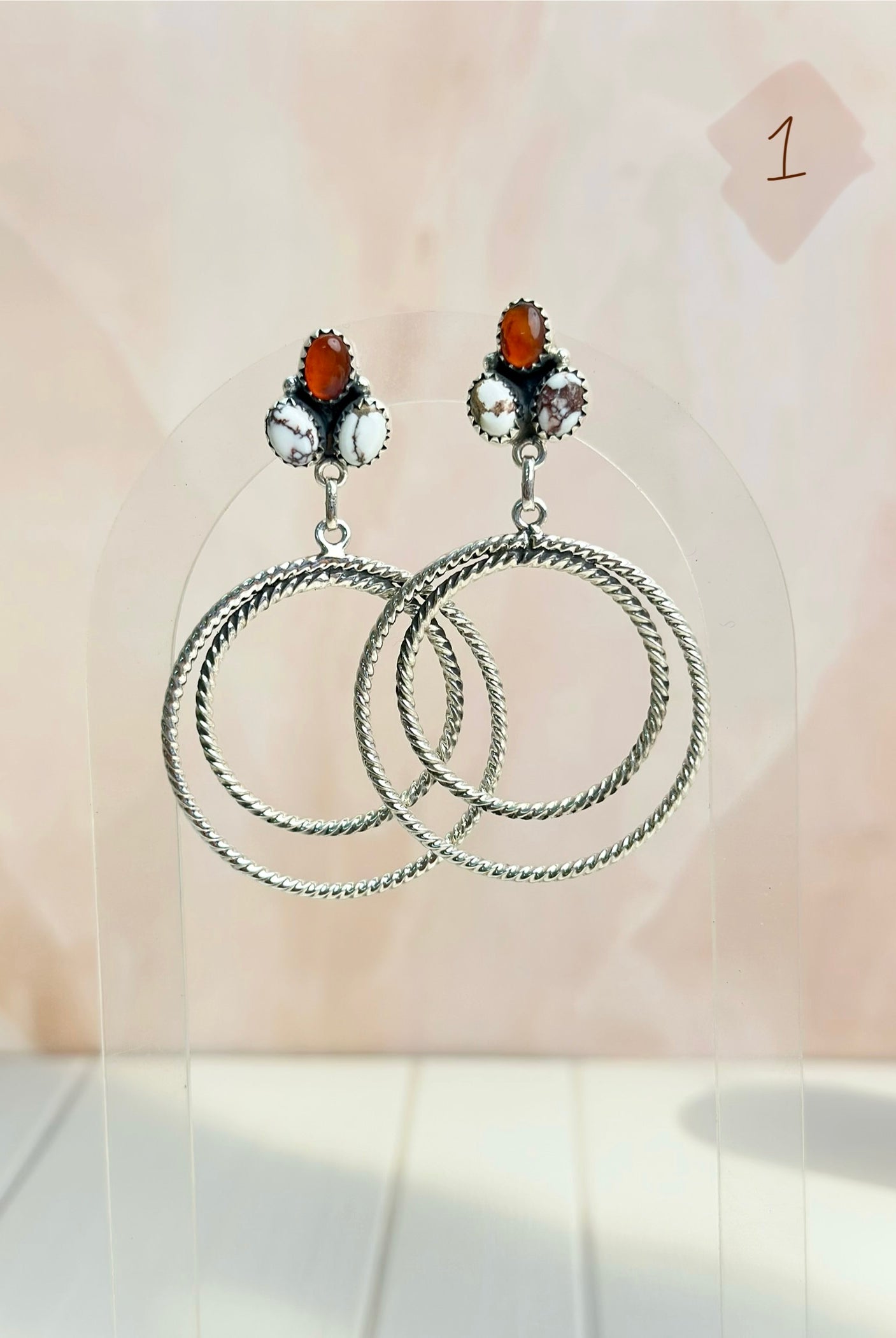 Amber, Turquoise & Crystal Boho Hoops-Earrings-Krush Kandy, Women's Online Fashion Boutique Located in Phoenix, Arizona (Scottsdale Area)