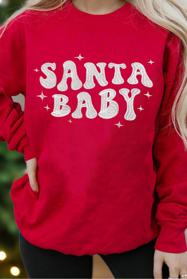 Santa Baby Holiday Sweatshirt-Sweaters-Krush Kandy, Women's Online Fashion Boutique Located in Phoenix, Arizona (Scottsdale Area)
