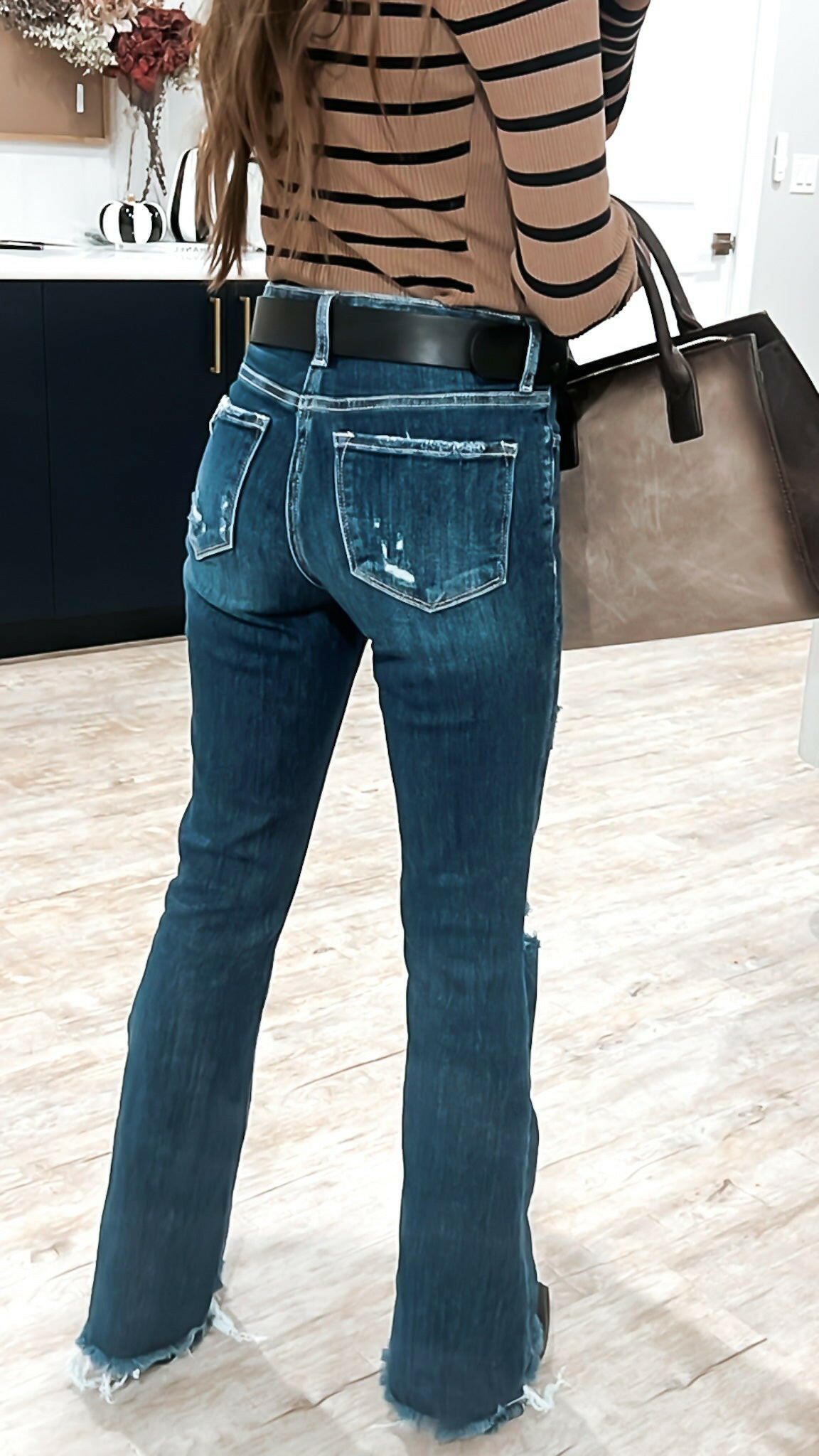 Molly High-Rise Distressed Flare Jeans ( PLUS / REG)-Jeans-Krush Kandy, Women's Online Fashion Boutique Located in Phoenix, Arizona (Scottsdale Area)