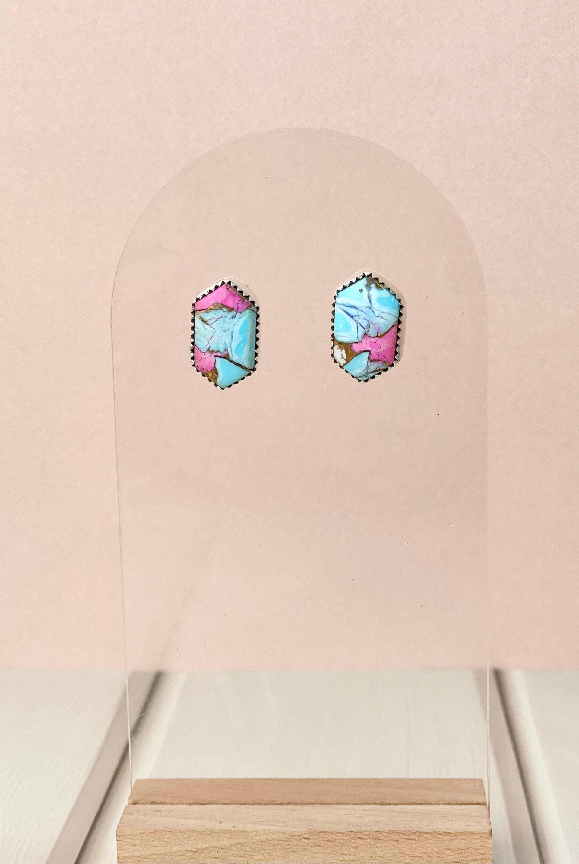 Cotton Candy Slab Studs Bno. 26-Earrings-Krush Kandy, Women's Online Fashion Boutique Located in Phoenix, Arizona (Scottsdale Area)