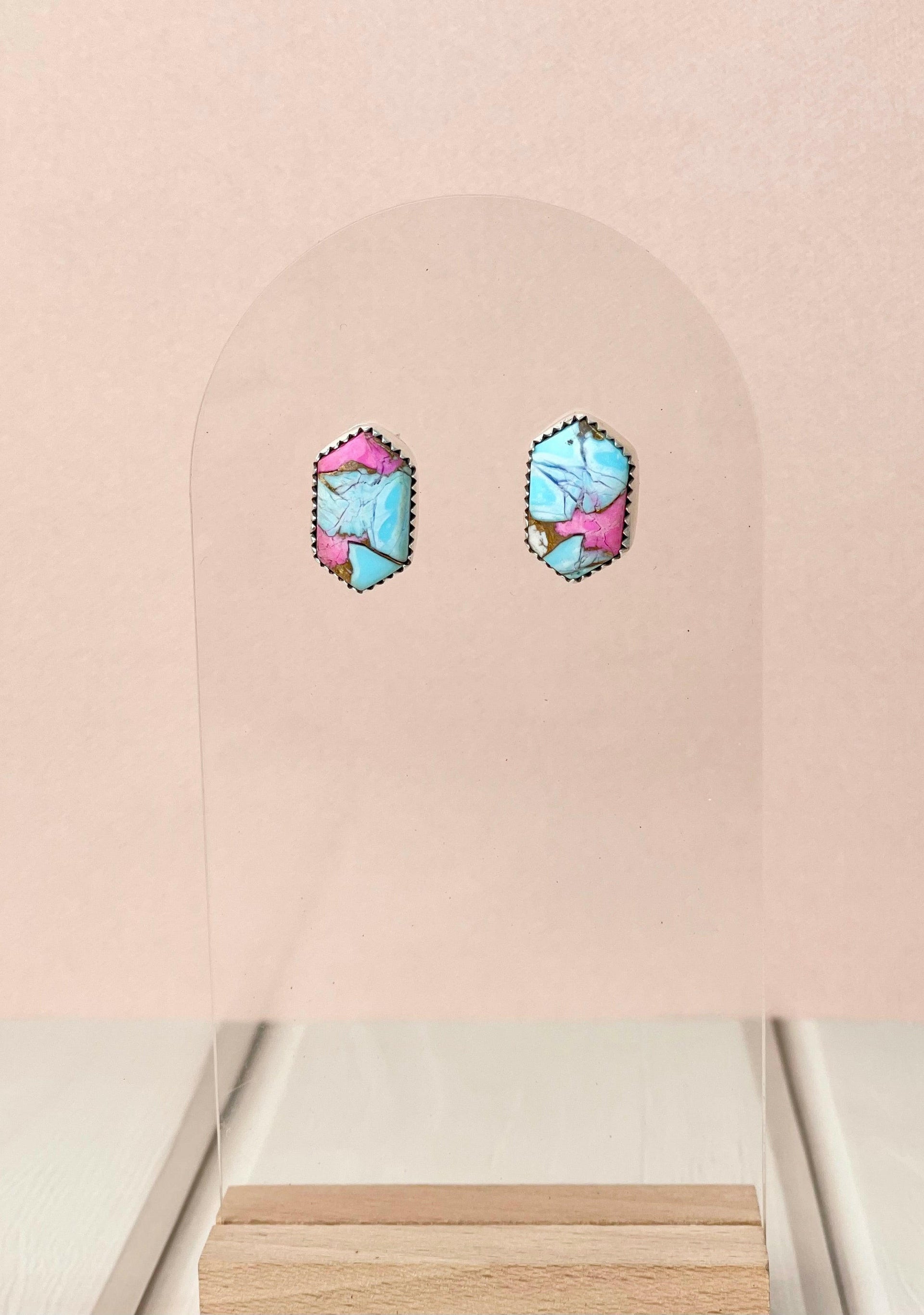 Cotton Candy Slab Studs Bno. 26-Earrings-Krush Kandy, Women's Online Fashion Boutique Located in Phoenix, Arizona (Scottsdale Area)