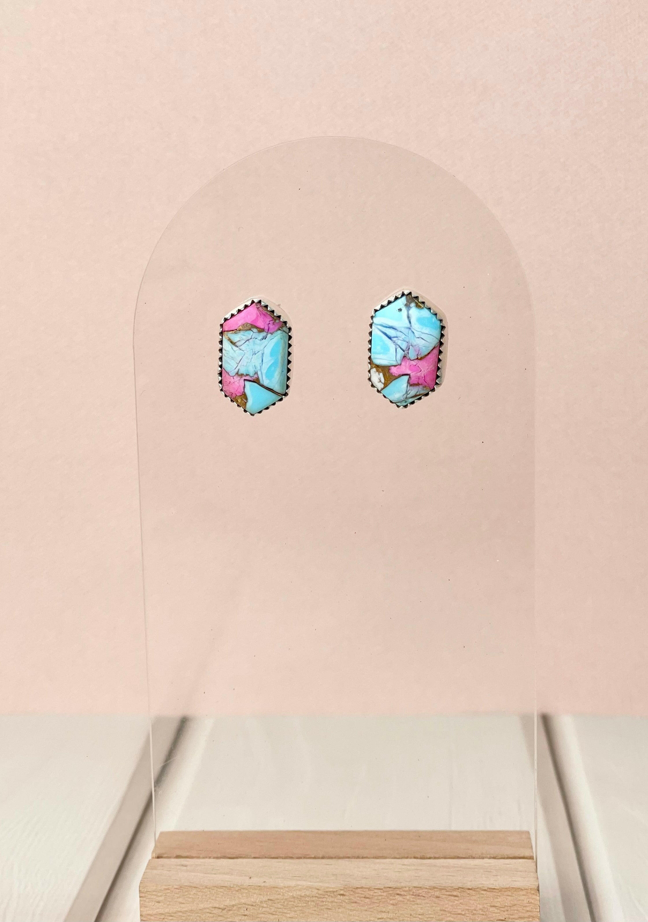 Cotton Candy Slab Studs Bno. 26-Earrings-Krush Kandy, Women's Online Fashion Boutique Located in Phoenix, Arizona (Scottsdale Area)